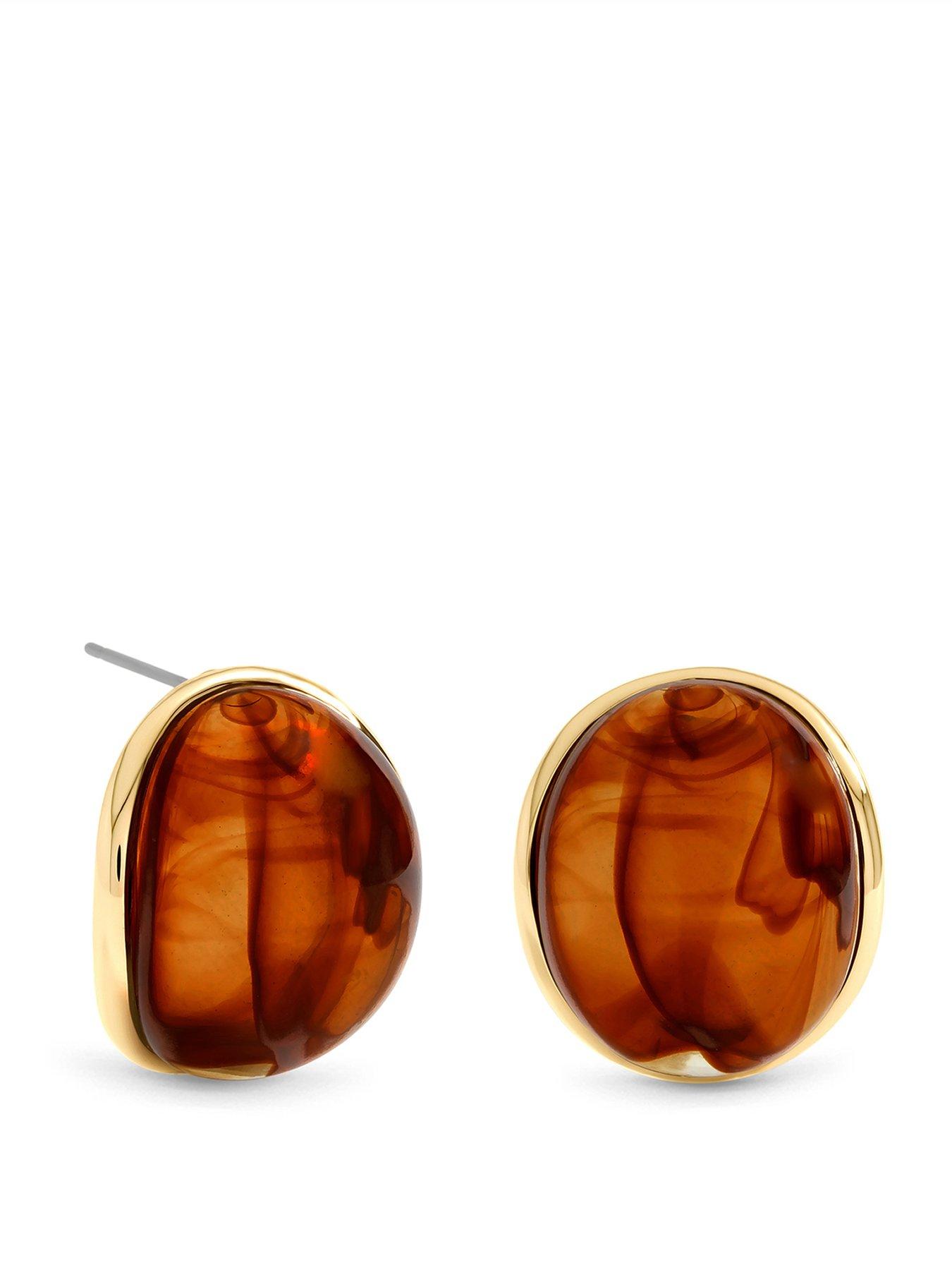 Mood Mood Gold Plated And Resin Curve Stud Earrings