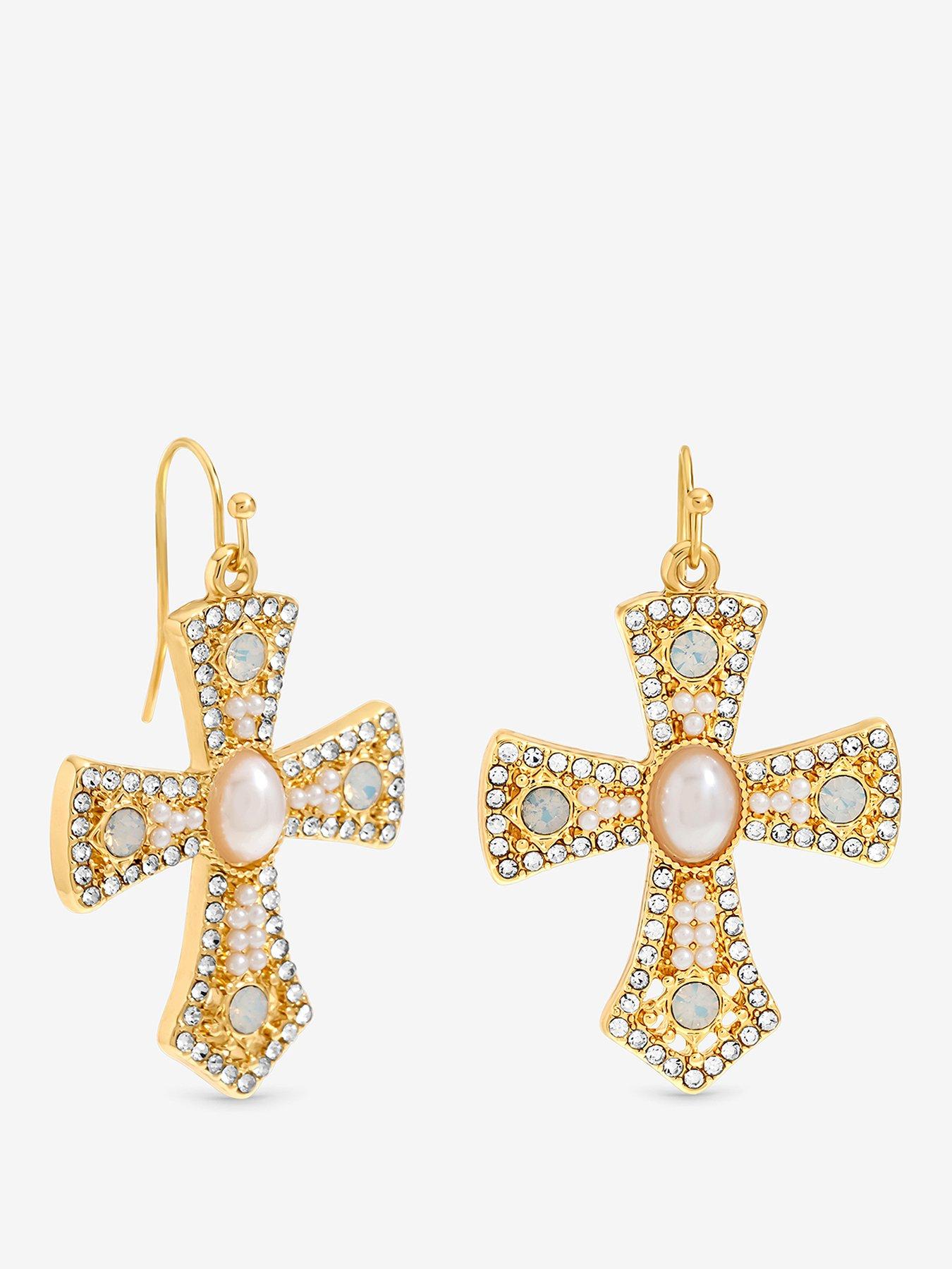 Mood Mood Gold Plated Cross Earrings