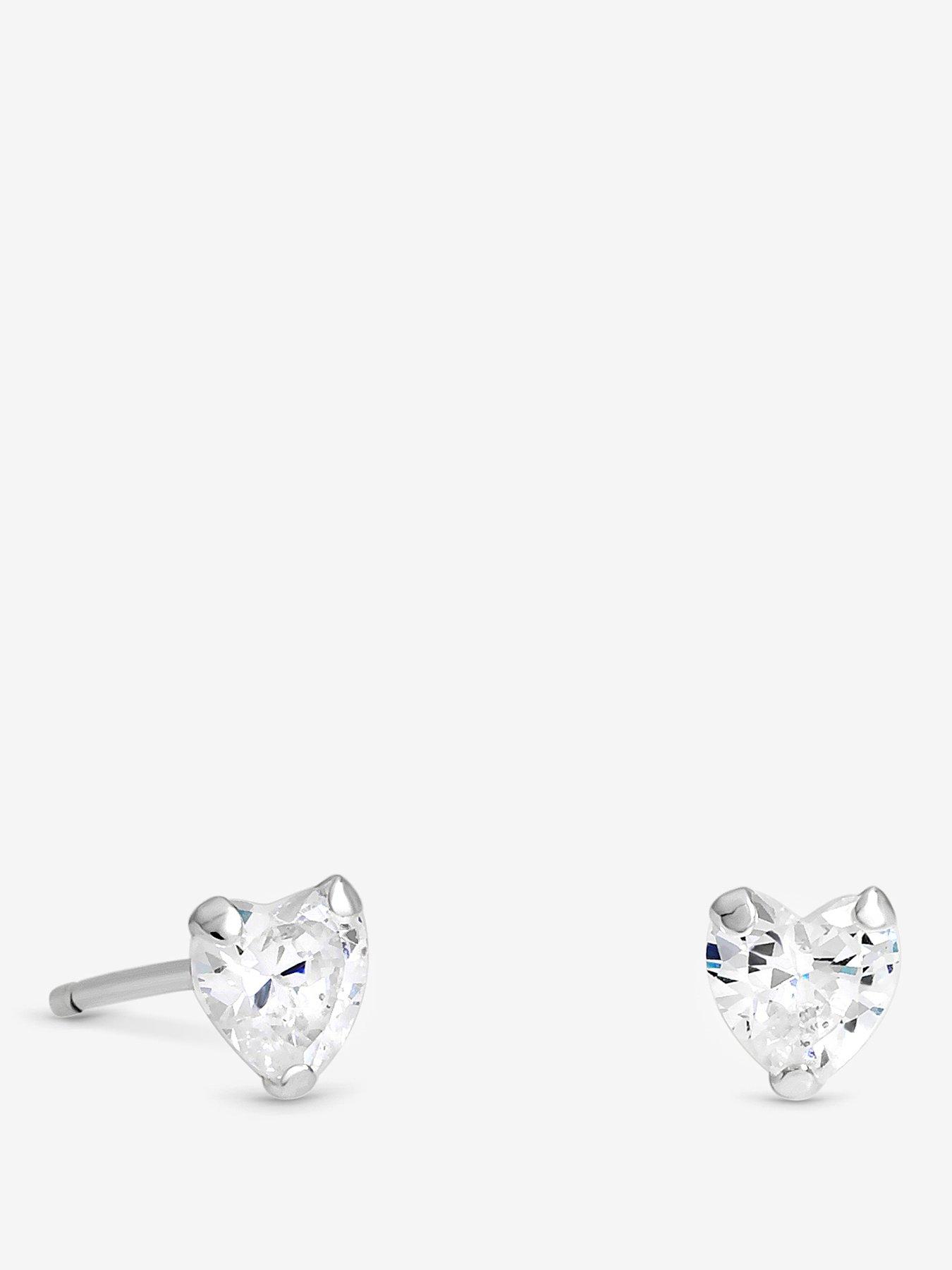 Jon Richard Simply Silver 925 Sterling Silver Mini 5mm Cubic Zirconia Heart Studs