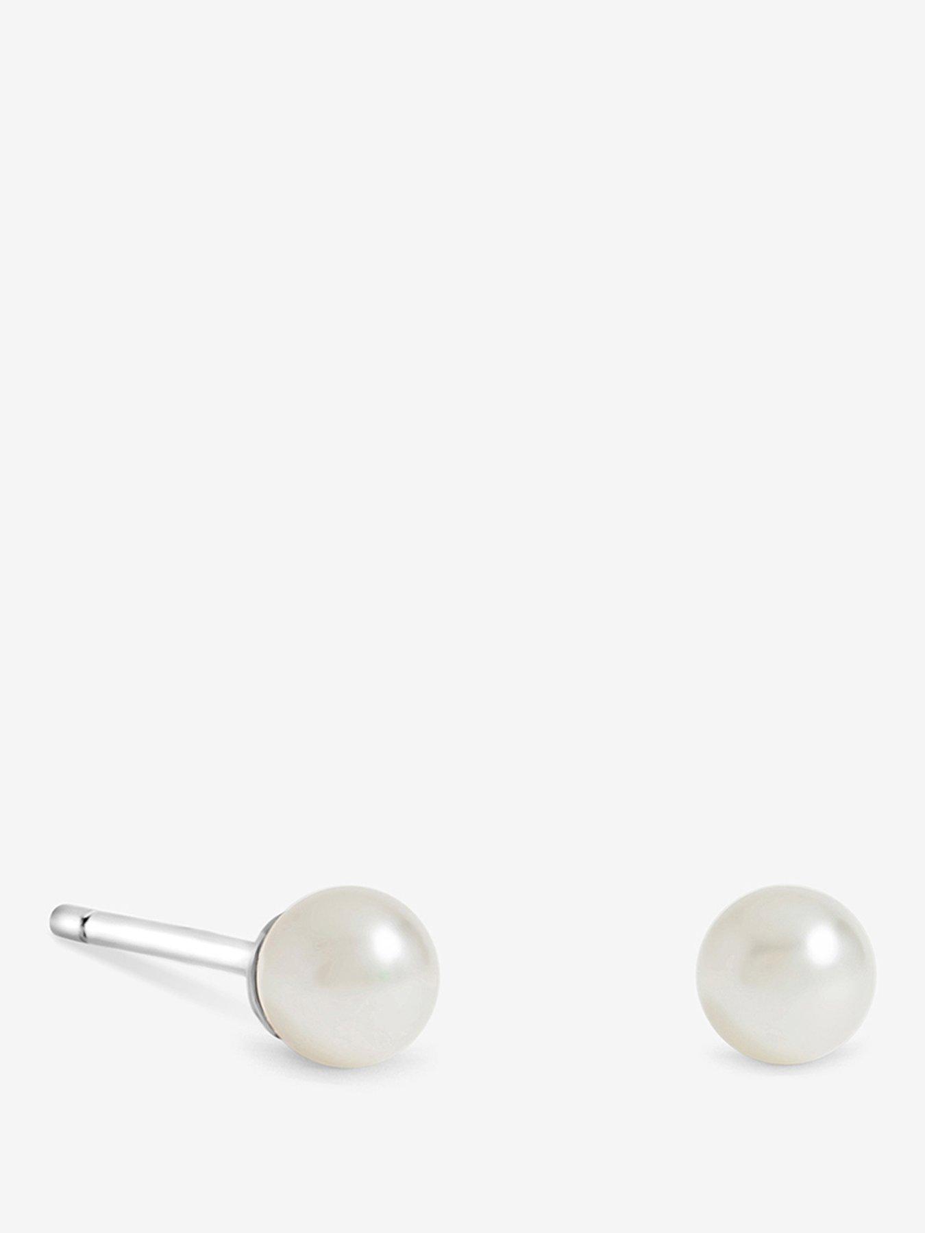 Image 1 of 3 of Simply Silver 925 Sterling Silver Pearl Stud Earrings