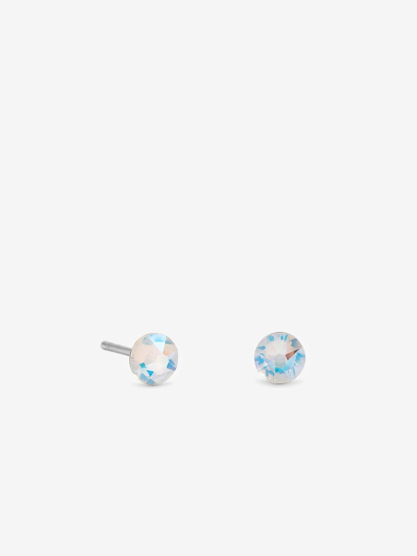 Image 3 of 3 of Simply Silver Simply Silver 925 Sterling Silver 4mm White Opal Studs