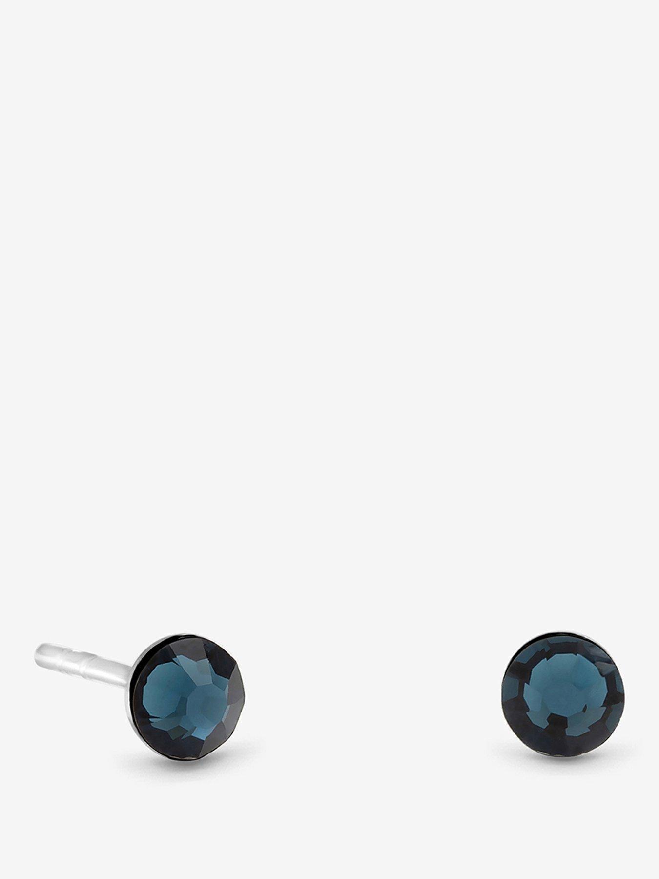 Jon Richard Simply Silver 925 Sterling Silver 4mm Blue Montanna Studs