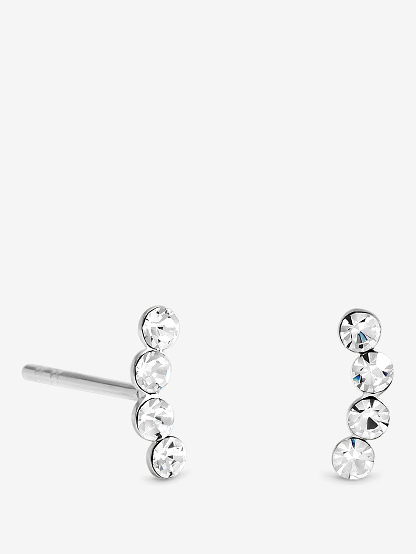 Image 1 of 3 of Simply Silver 925 Sterling Silver Crystal Climber Studs