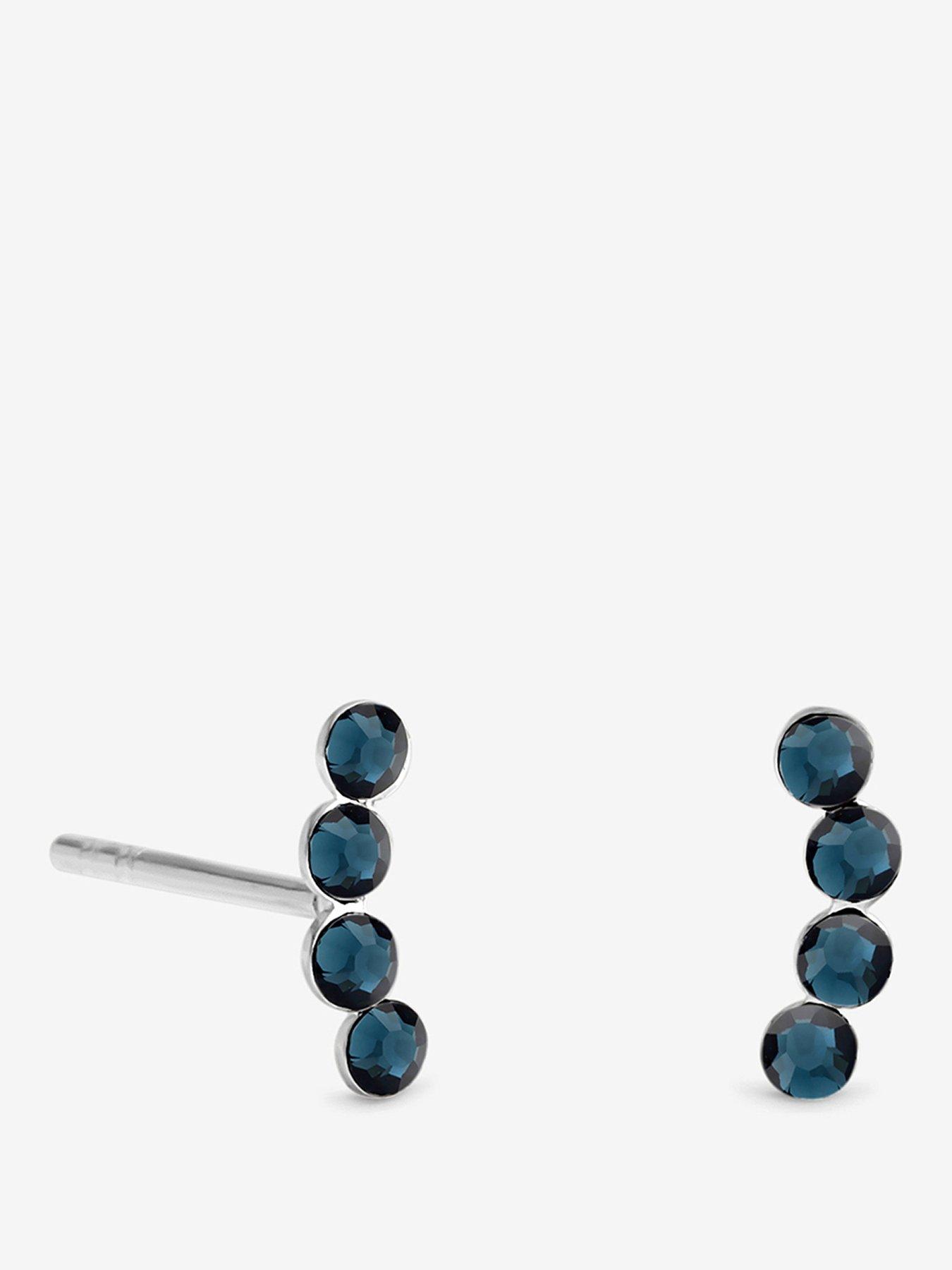 Image 1 of 1 of Jon Richard Simply Silver 925 Sterling Silver Blue Climber Studs