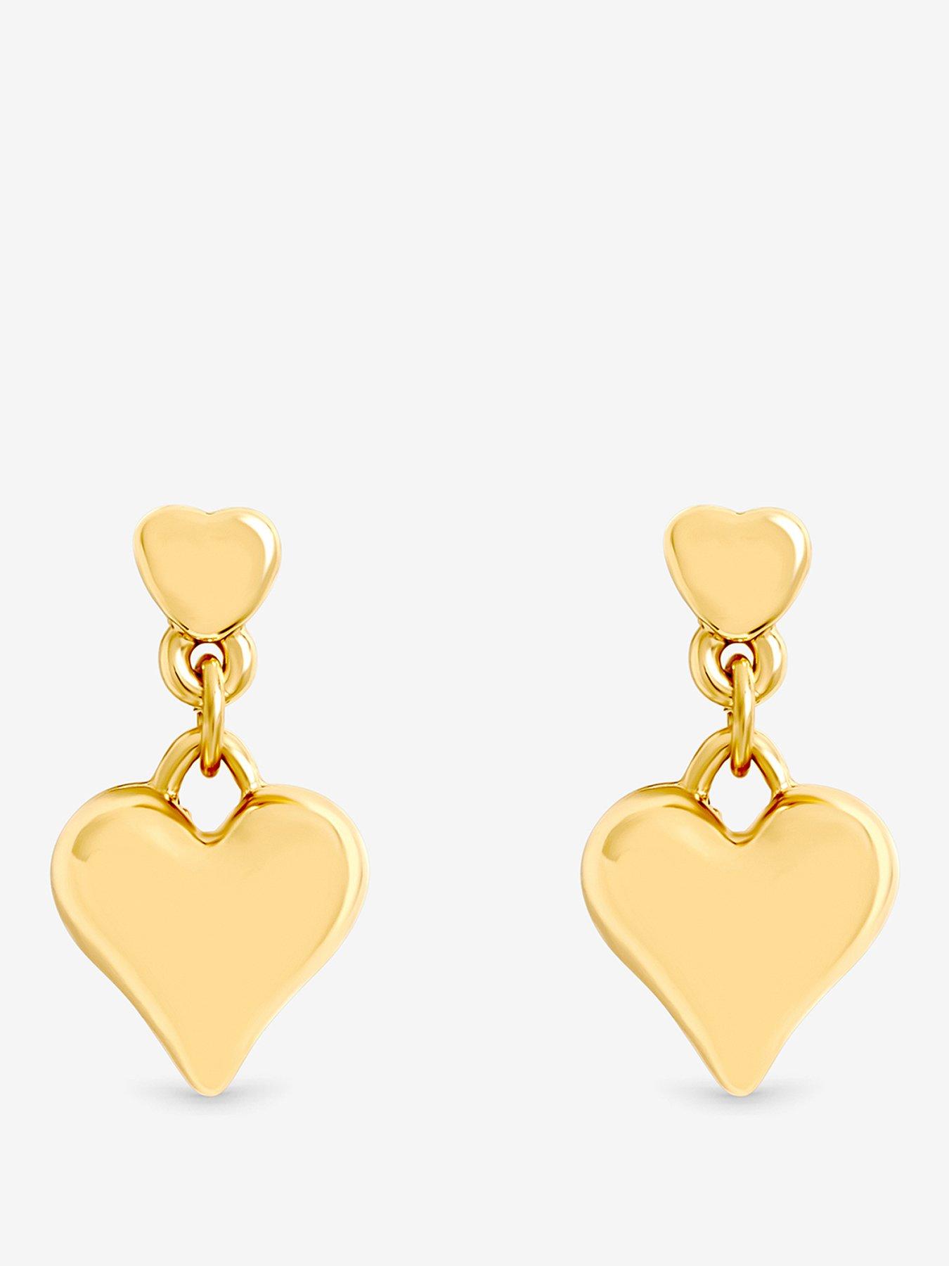 Mood Gold Plated Polished Puff Heart Drop Earrings