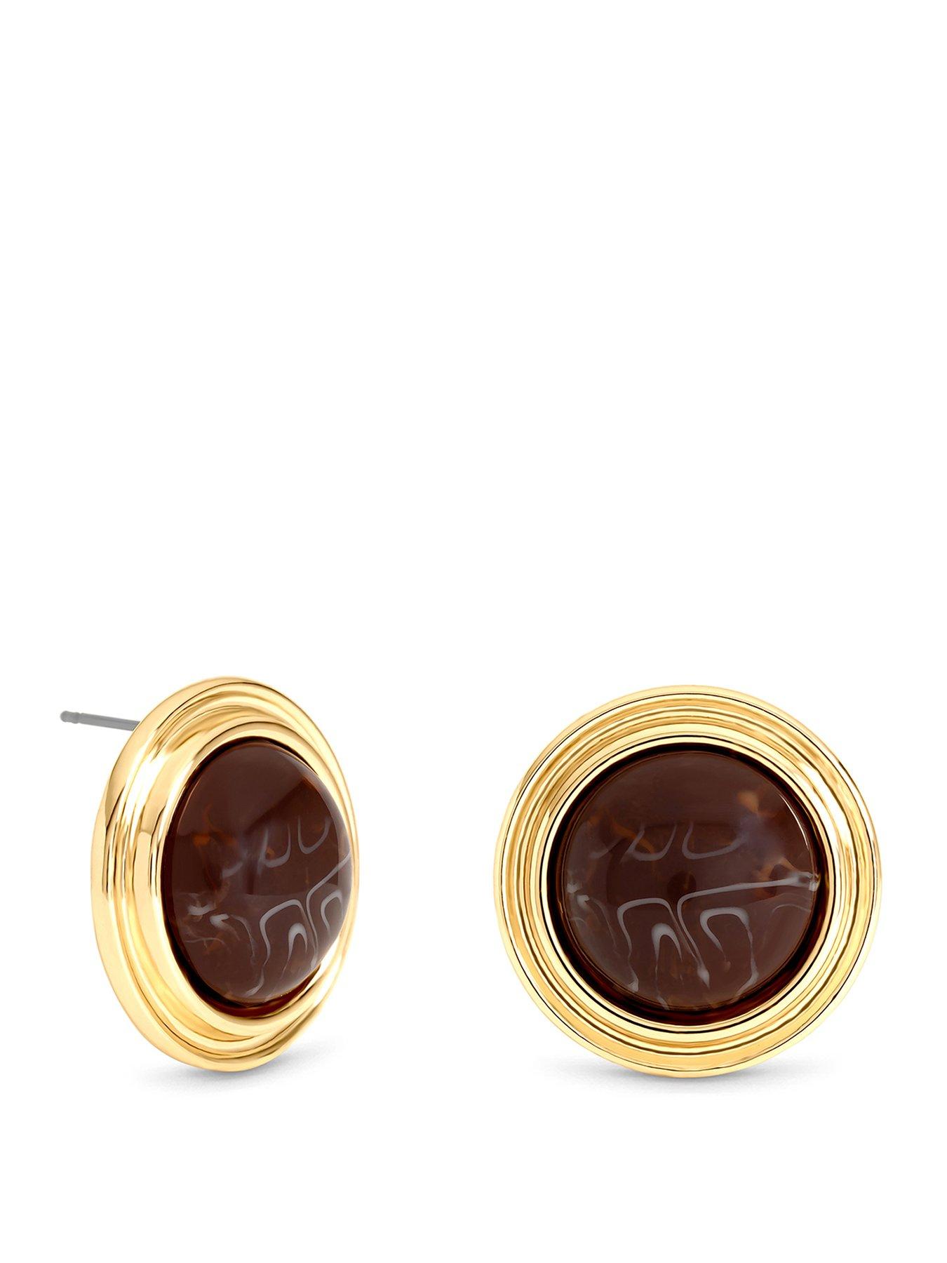Image 1 of 3 of Mood Mood Gold Plated Resin Stud Earrings