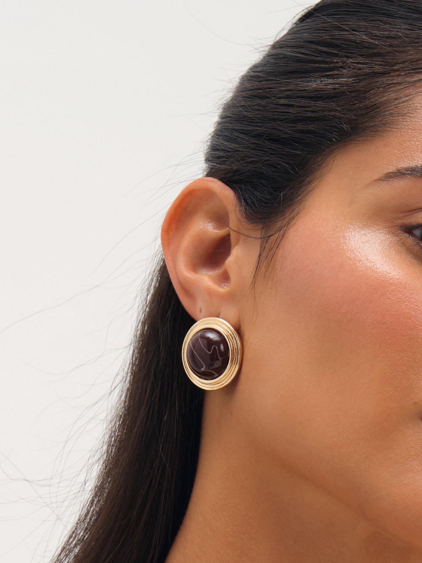 Image 2 of 3 of Mood Mood Gold Plated Resin Stud Earrings