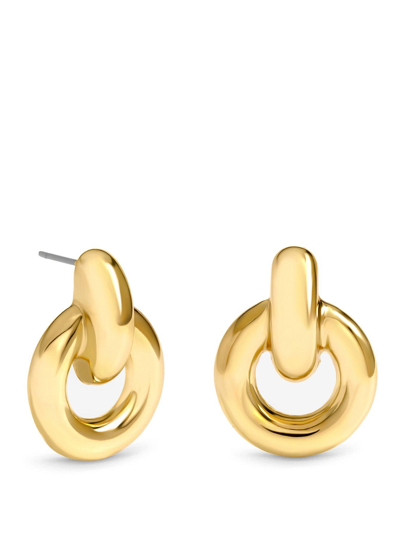Image 1 of 3 of Mood Gold Plated Door Knocker Polished Earrings