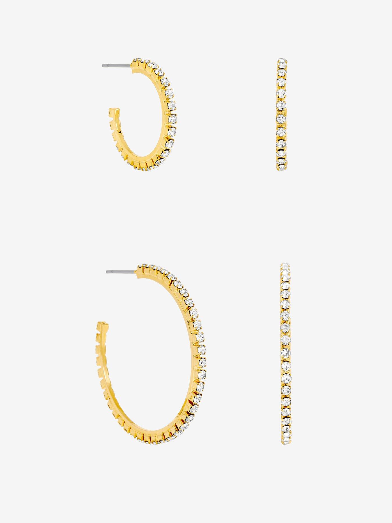 Image 1 of 1 of Mood Gold Plated And Crystal Hoop Earrings