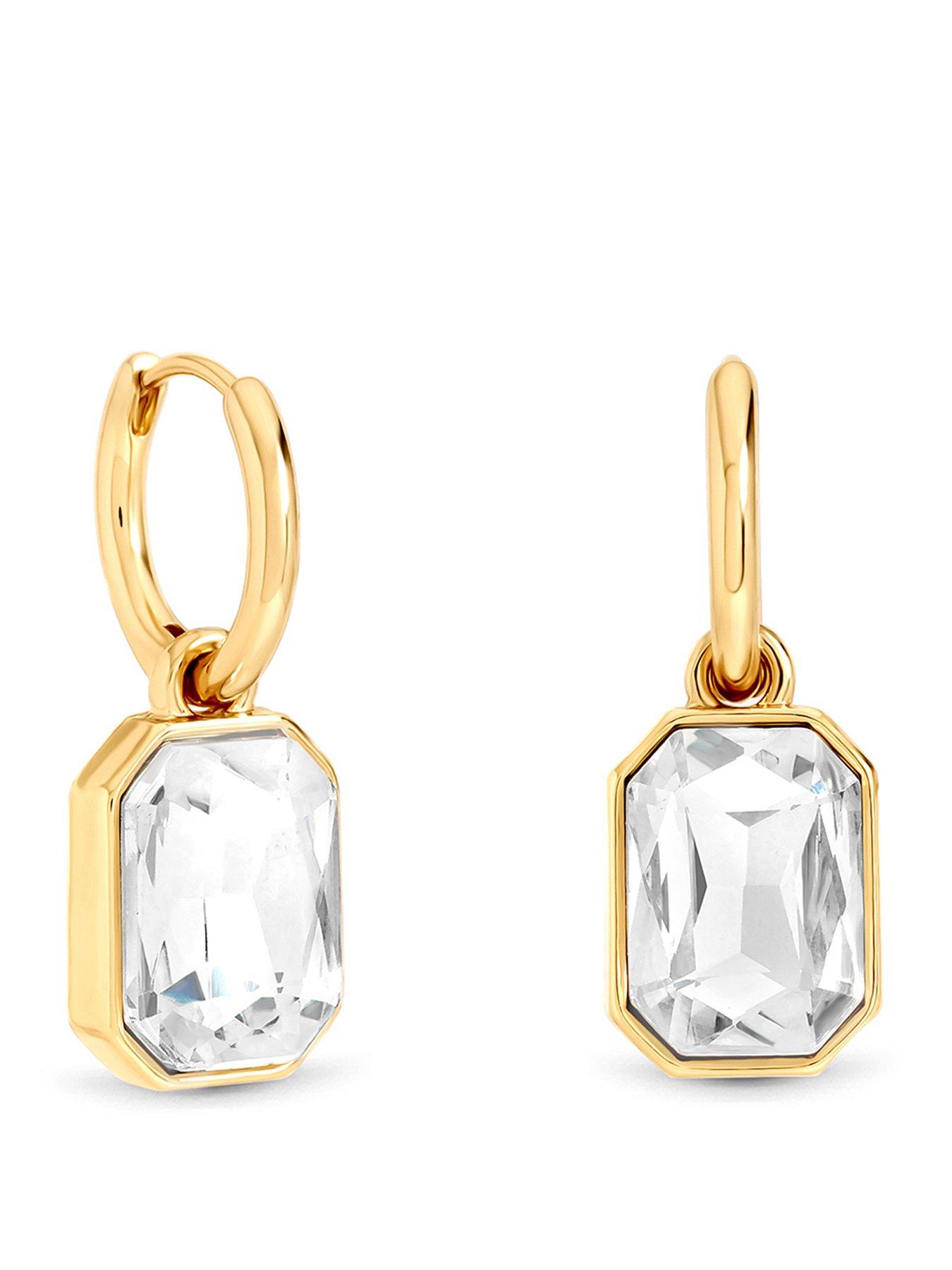 Image 1 of 3 of Mood Mood Gold Plated And Crystal Drop Earrings