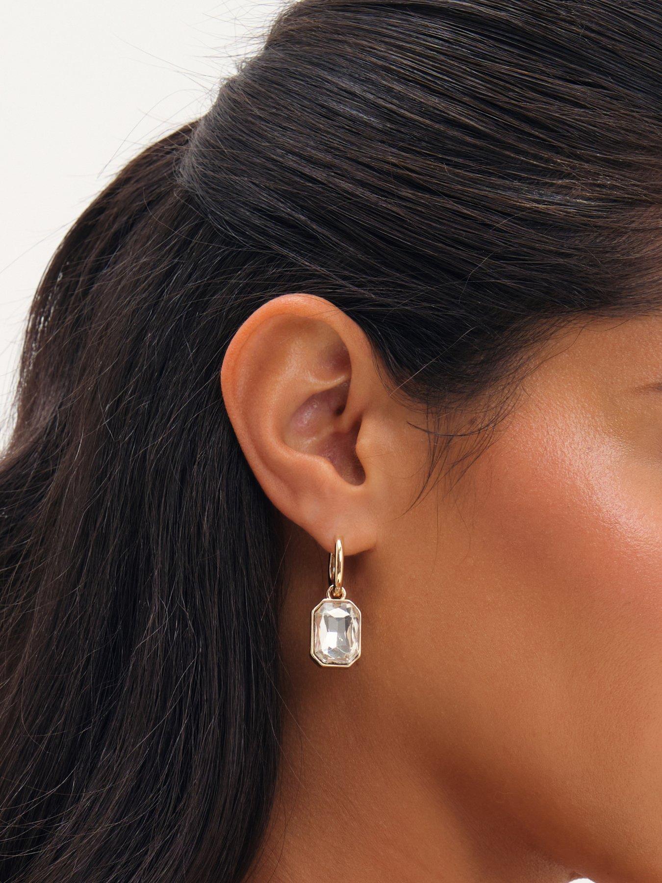 Image 2 of 3 of Mood Mood Gold Plated And Crystal Drop Earrings