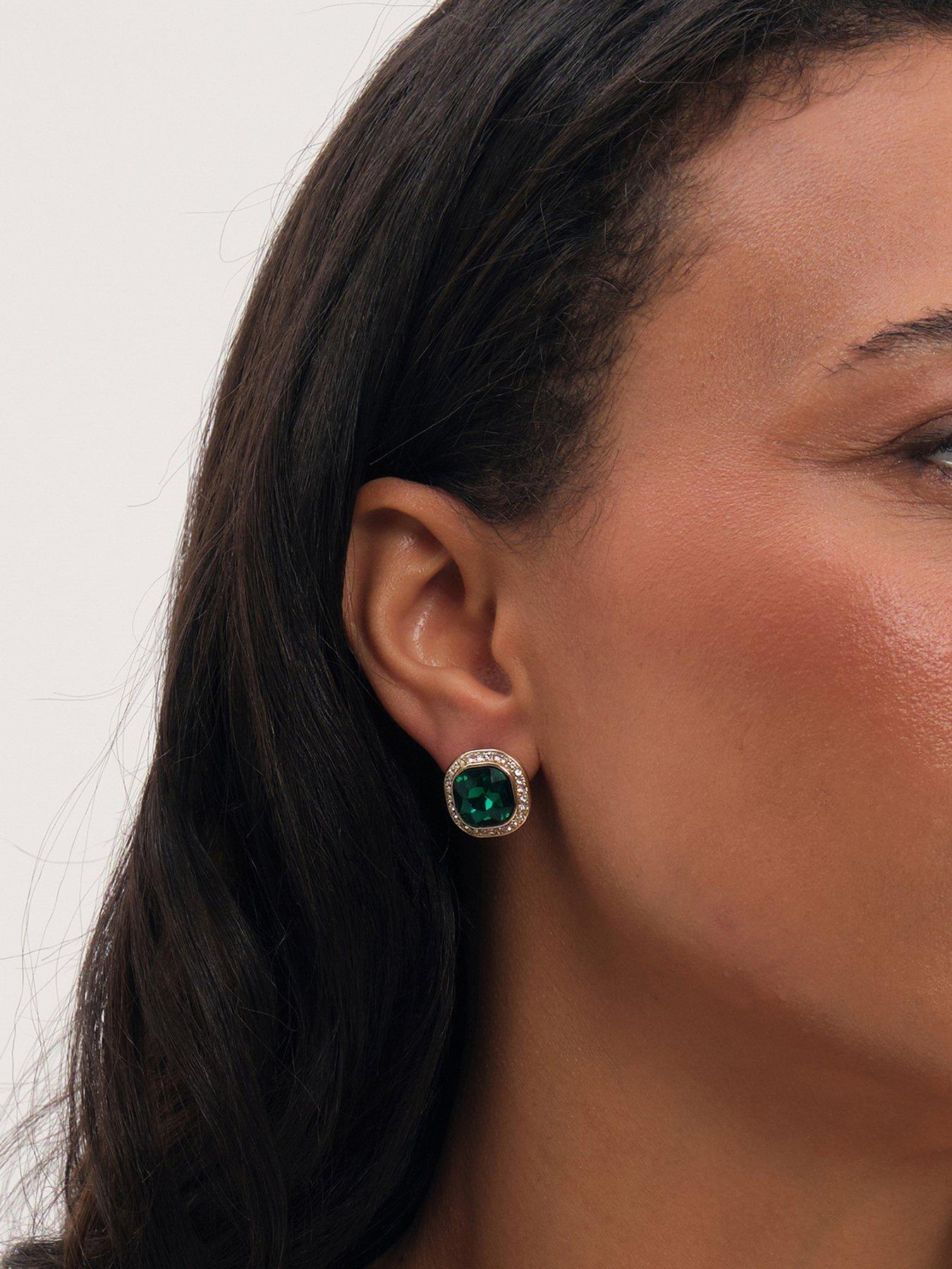 Jon Richard Gold Plated And Emerald Stud Earrings