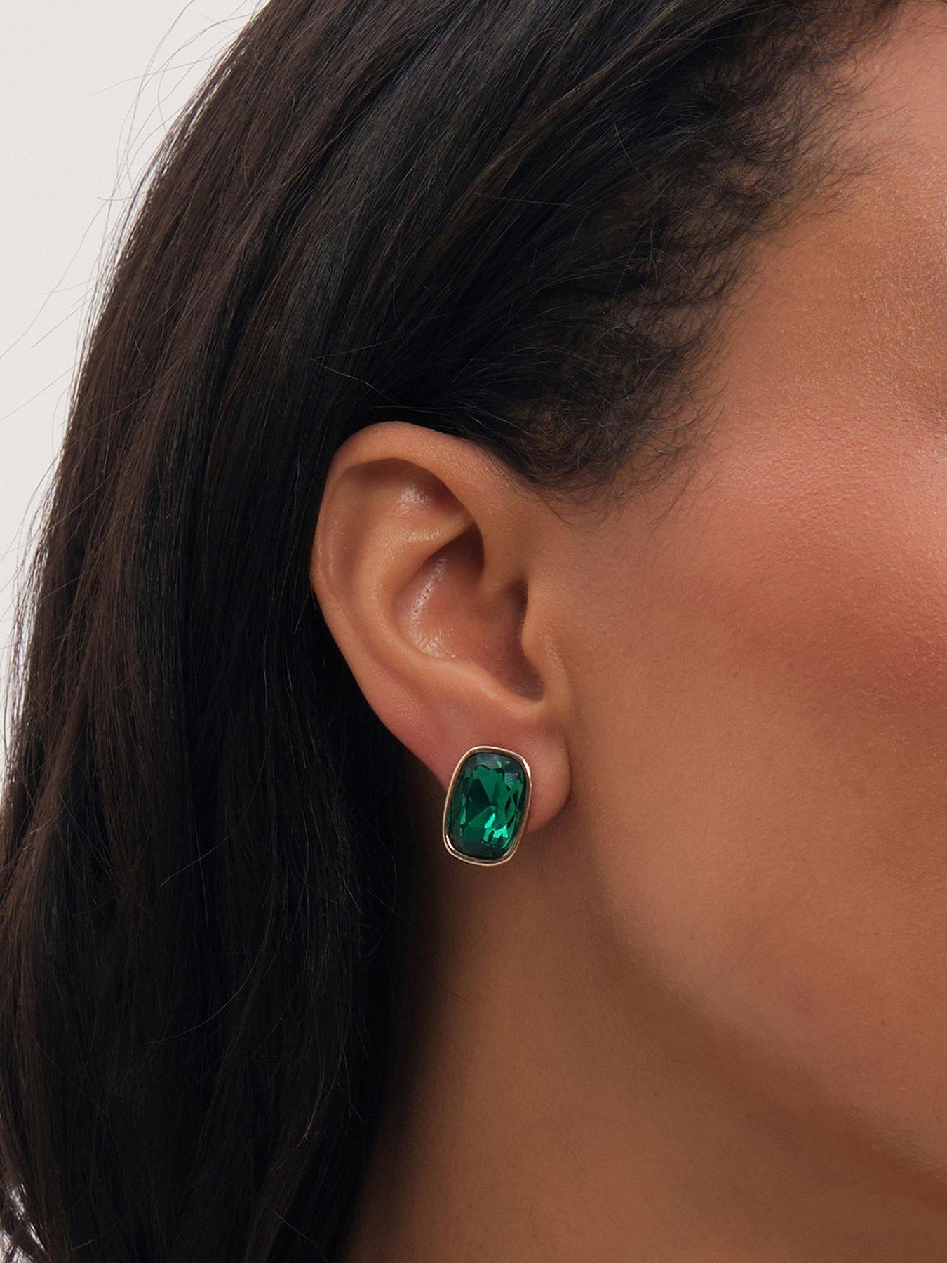 Jon Richard Gold Plated And Emerald Clip Earrings