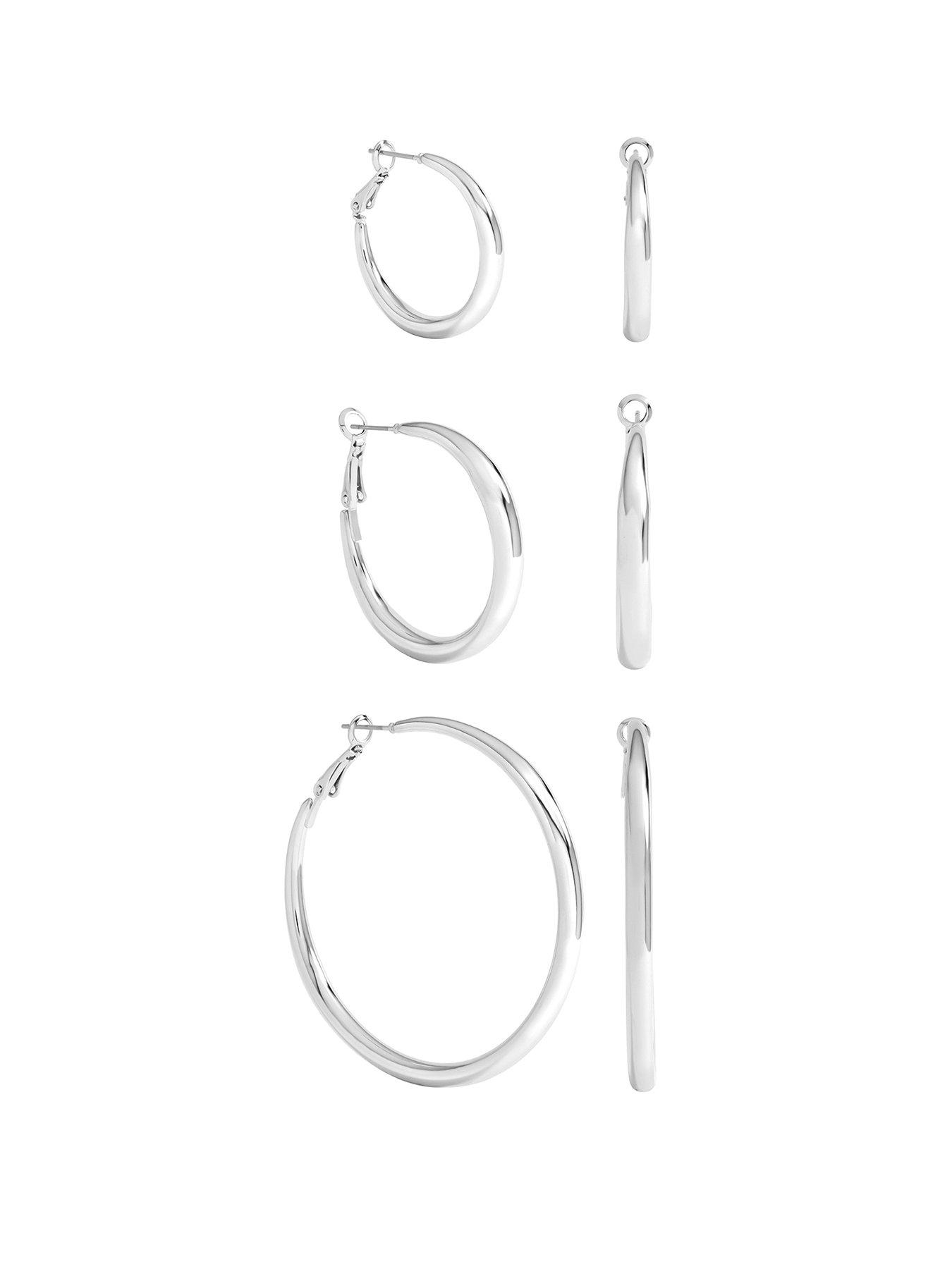 Mood Silver Plated Polished Hoop Multipack