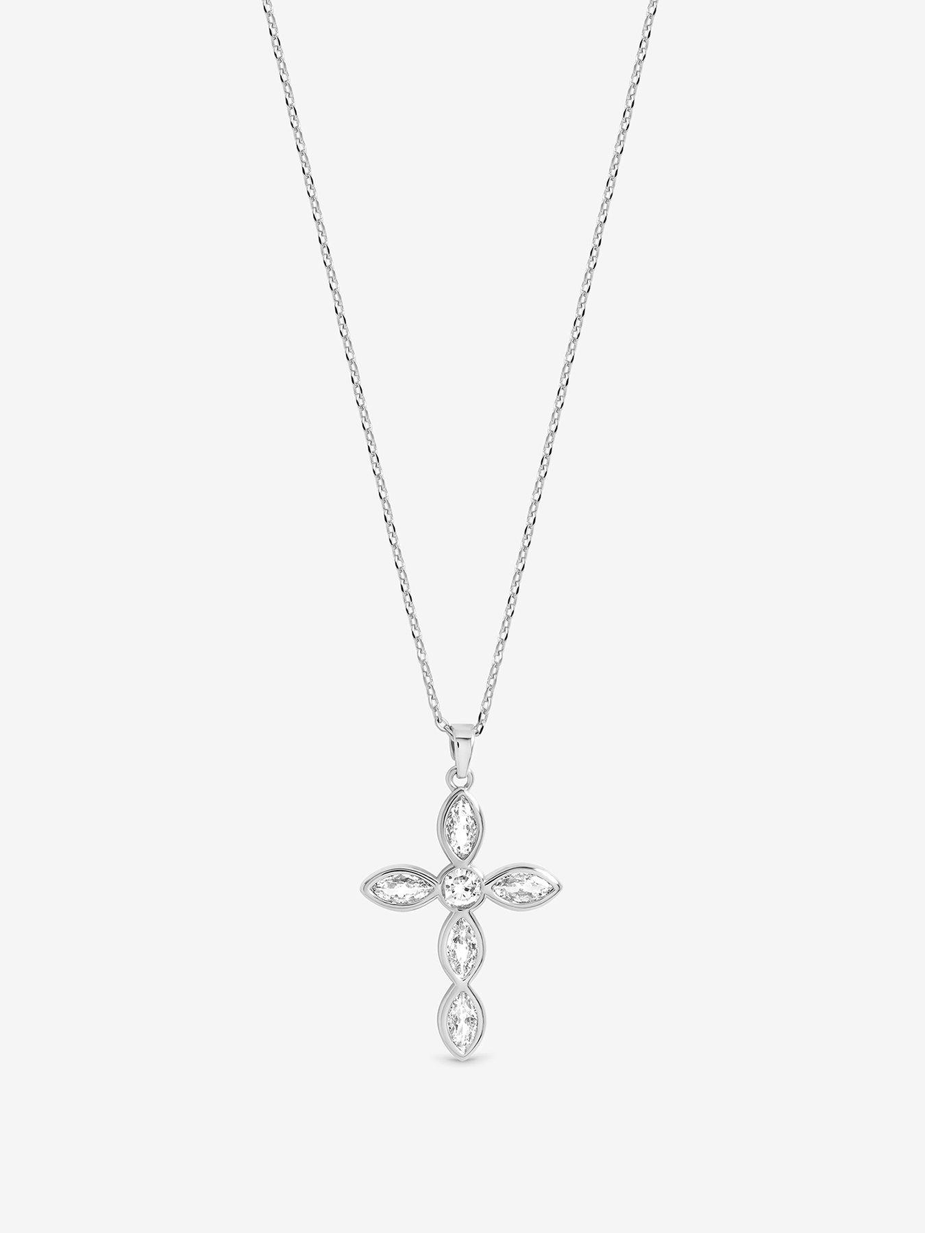 Inicio Silver Bezel Cross Necklace