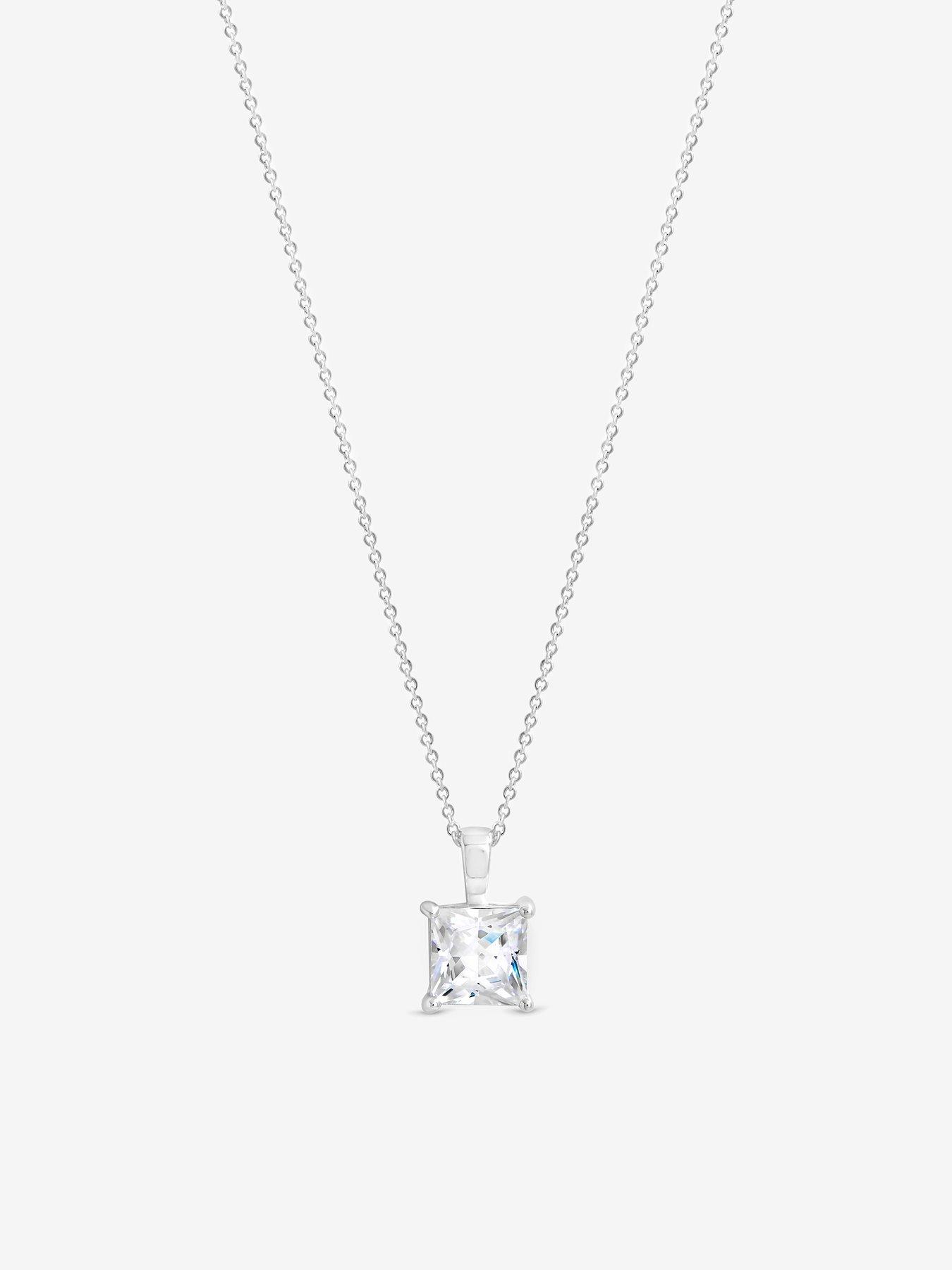 Image 3 of 5 of Simply Silver 925 Sterling Silver Princess Cut Pendant - Gift Pouch