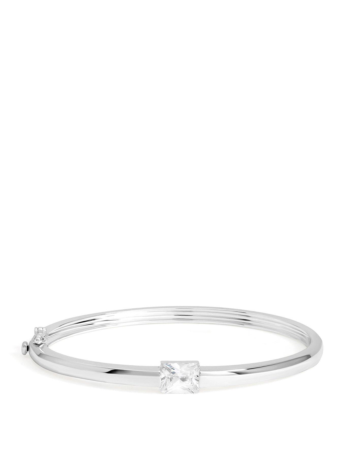 Jon Richard Silver Plated And Cubic Zirconia Polished Bangle