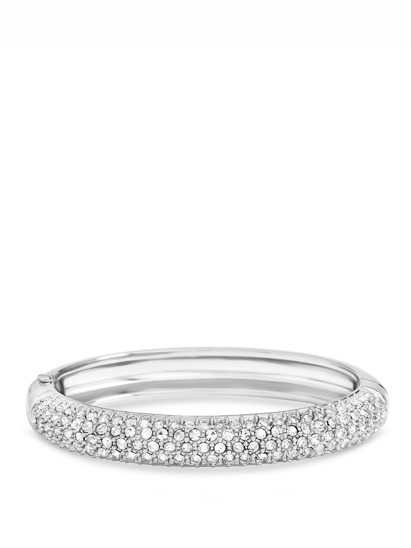 Jon Richard Rhodium Plated Pave Bangle
