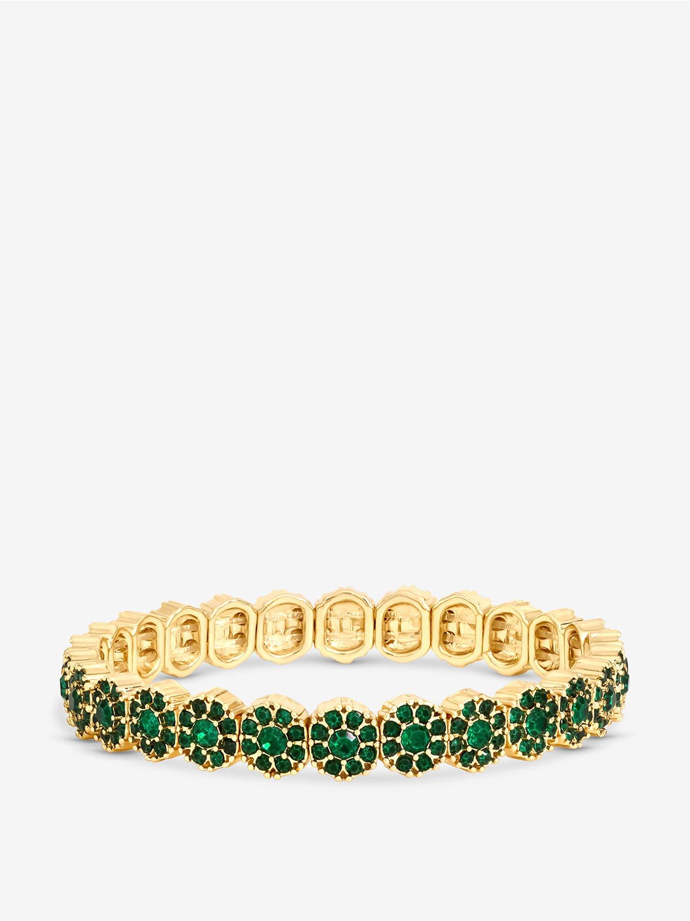 Image 1 of 3 of Jon Richard Gold Plated And Emerald Stretch Bracelet