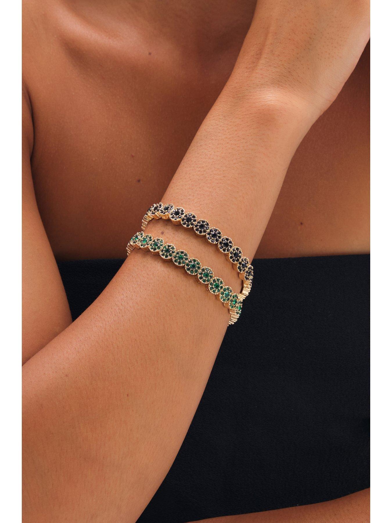 Image 2 of 3 of Jon Richard Gold Plated And Emerald Stretch Bracelet