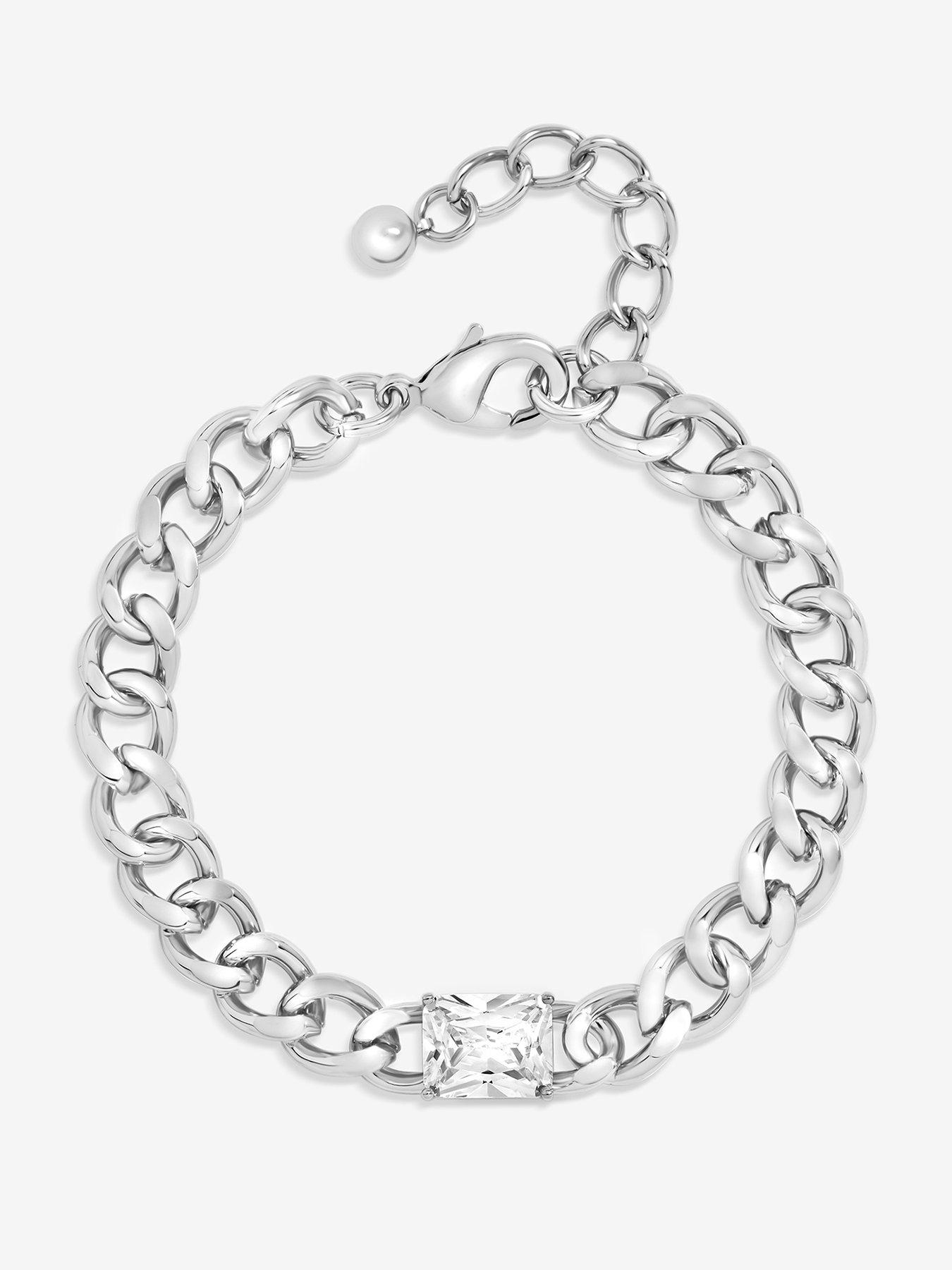 Jon Richard Jon Richard Silver Plated Crystal And Chain Bracelet