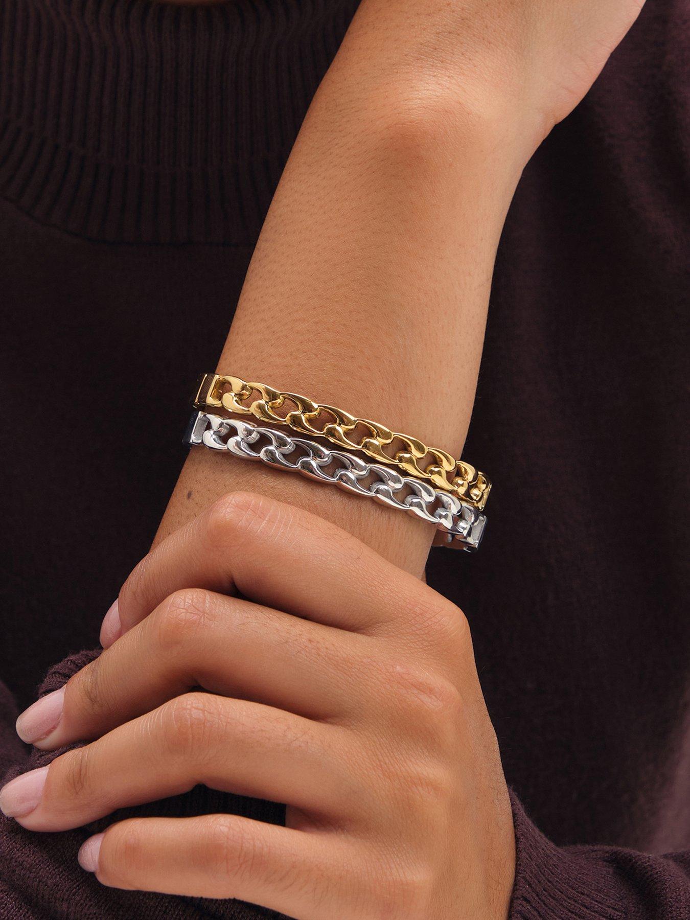 Jon Richard Jon Richard Silver Plated Chain Stainless Steel Bangle