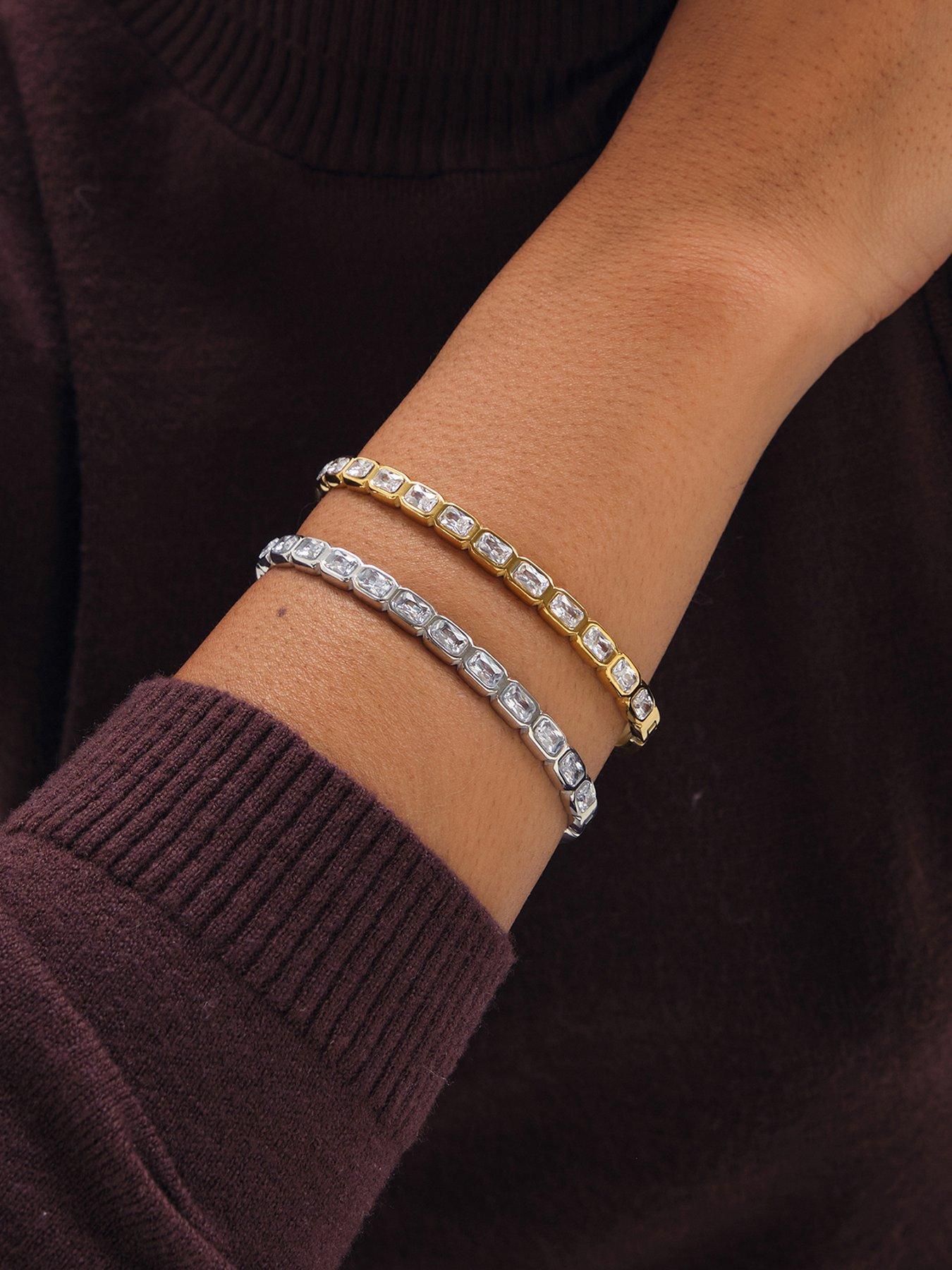 Jon Richard Jon Richard Silver Plated Crystal Stone Stainless Steel Bangle