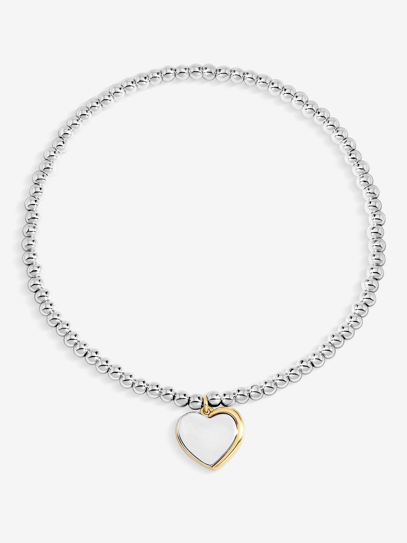 Inicio Two Tone Heart Charm Stretch Bracelet