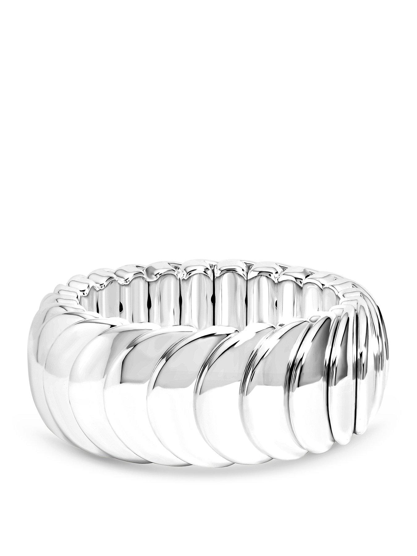 Mood Silver Plated And Polished Statement Stretch Bracelet