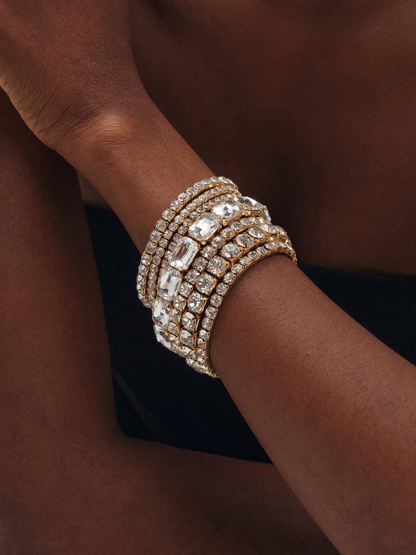 Image 1 of 3 of Mood Silver Crystal Statement Multi Pack Bracelet