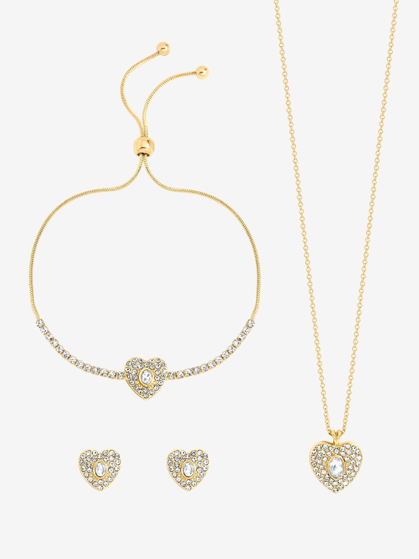 Image 2 of 4 of Jon Richard Gold Plated And Crystal Heart Trio Set - Gift Box