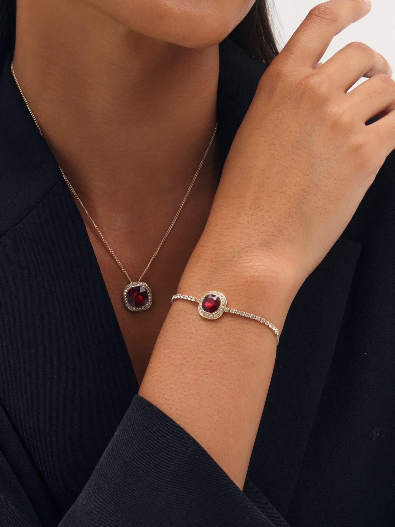 Image 3 of 4 of Jon Richard Gold Plated And Garnet Crystal Trio Set - Gift Box