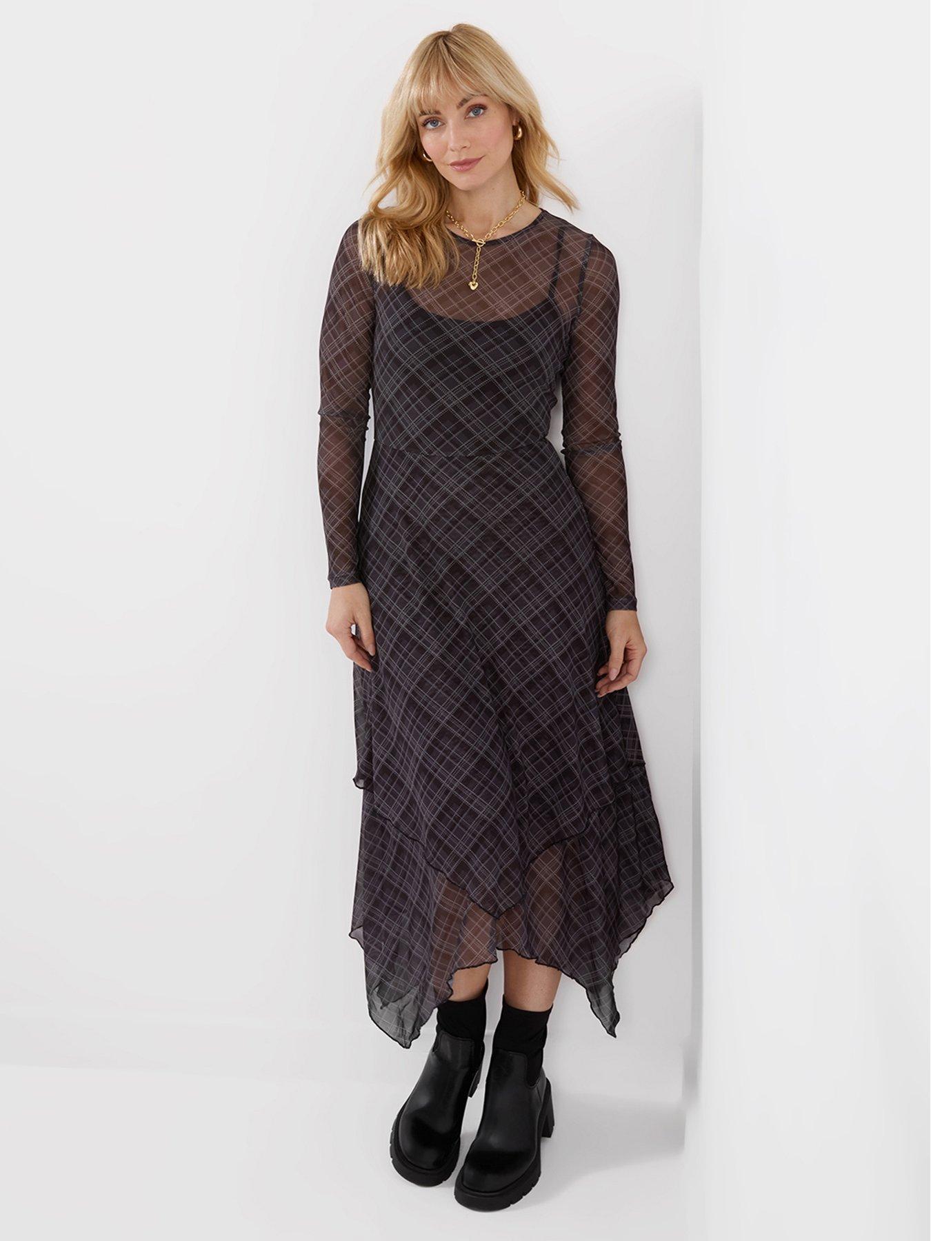 Image 2 of 7 of Joe Browns Roxy Check Dippy Hem Mesh Dress