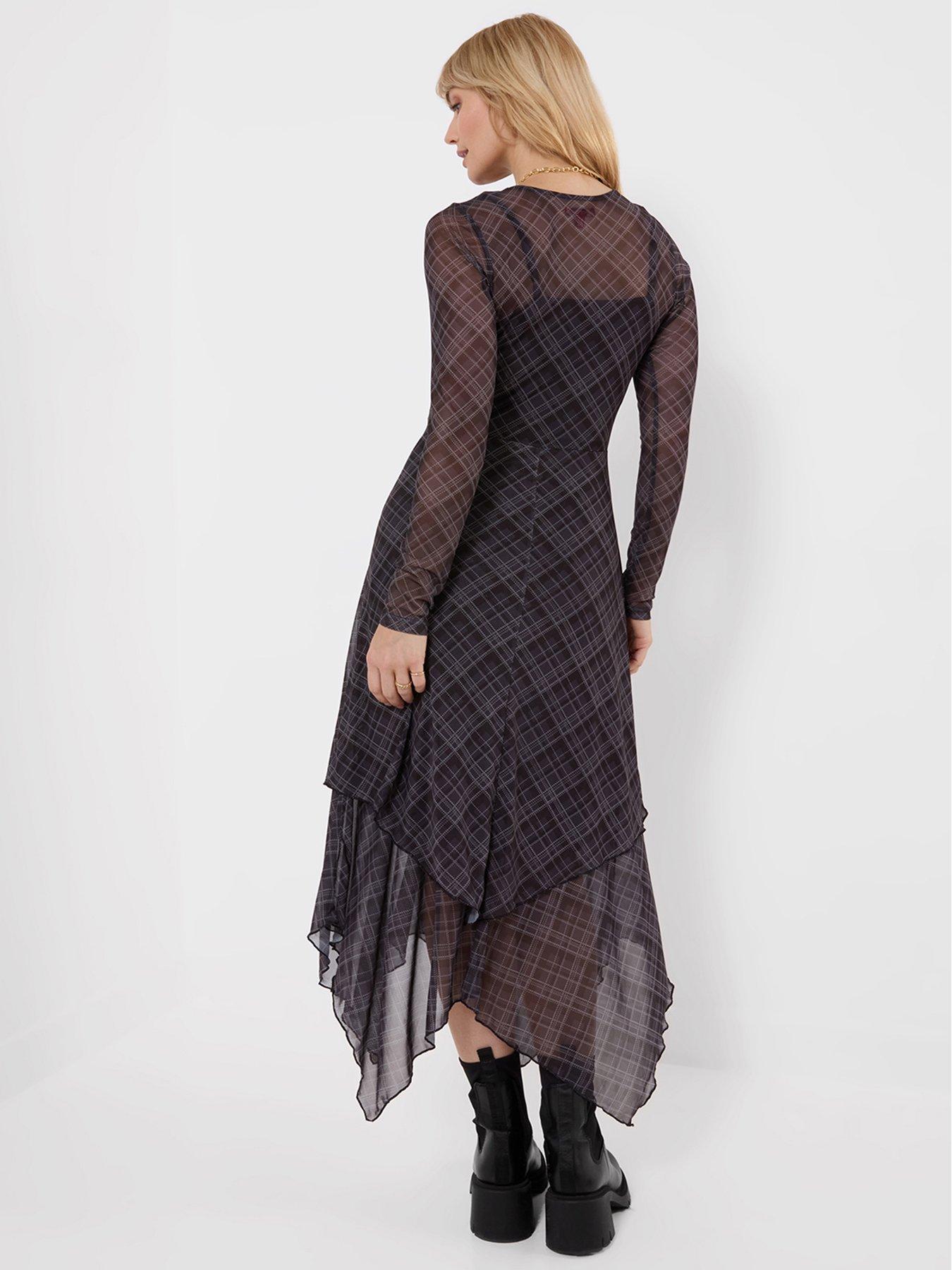 Image 3 of 7 of Joe Browns Roxy Check Dippy Hem Mesh Dress