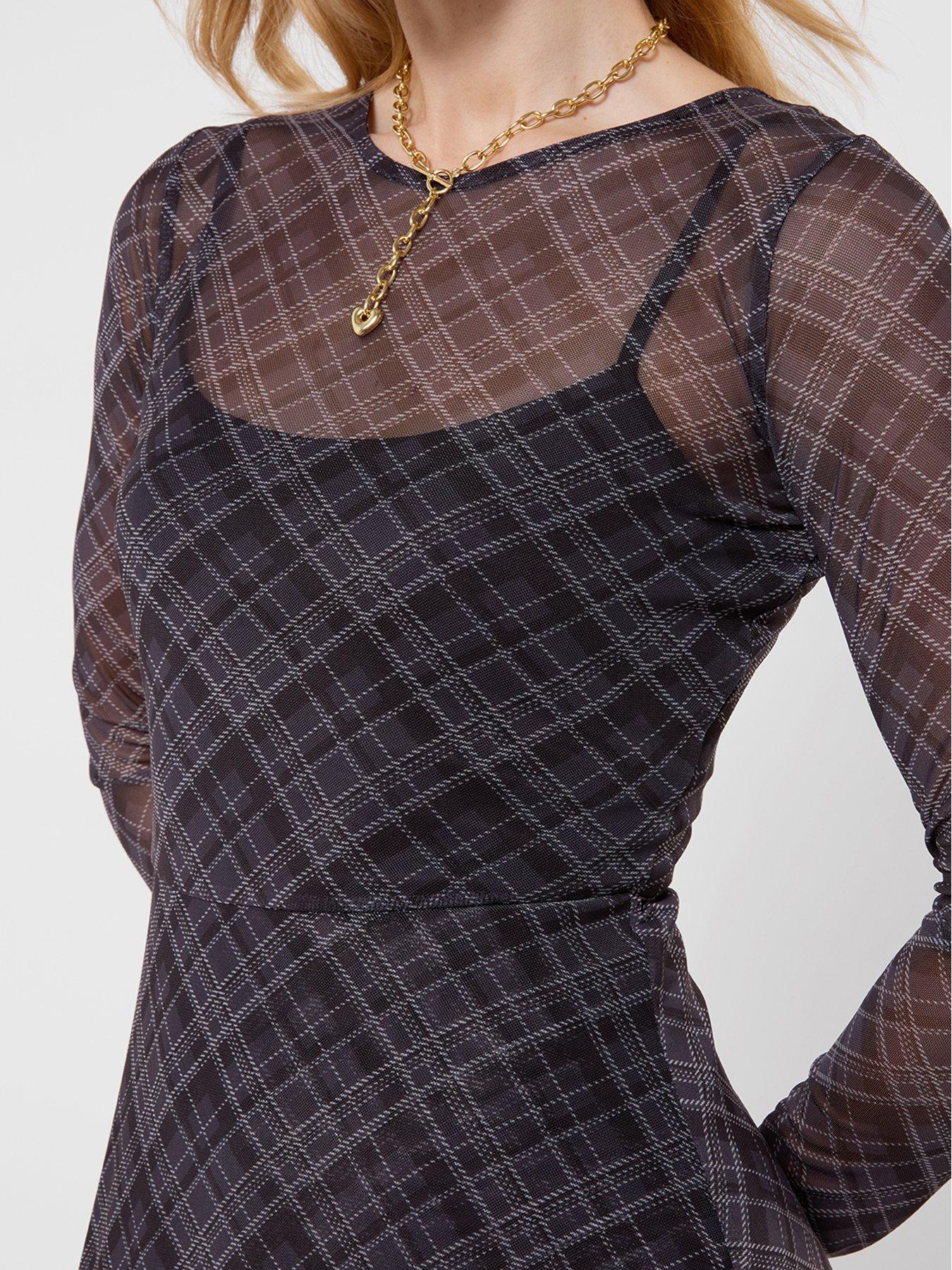 Image 4 of 7 of Joe Browns Roxy Check Dippy Hem Mesh Dress
