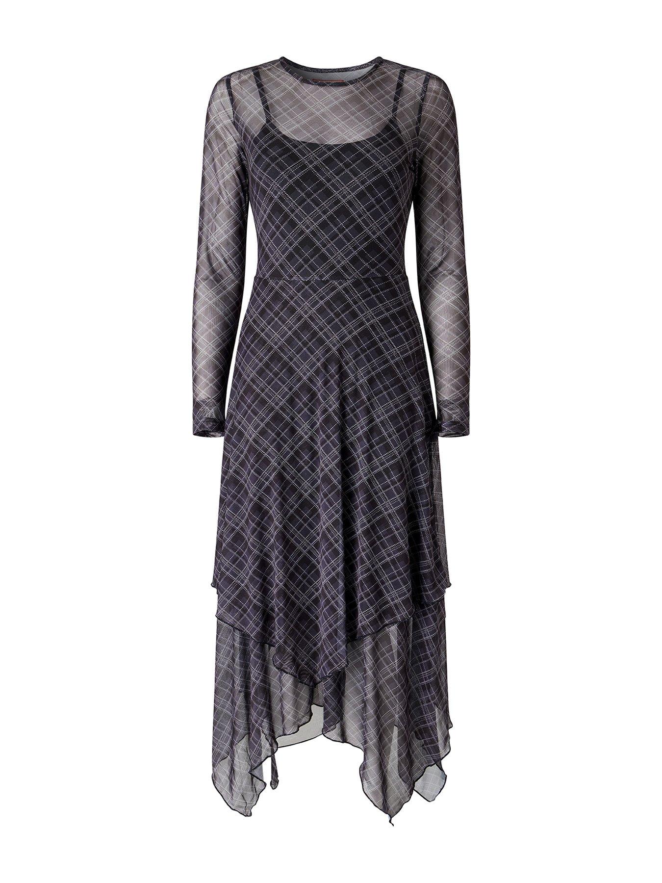 Image 7 of 7 of Joe Browns Roxy Check Dippy Hem Mesh Dress