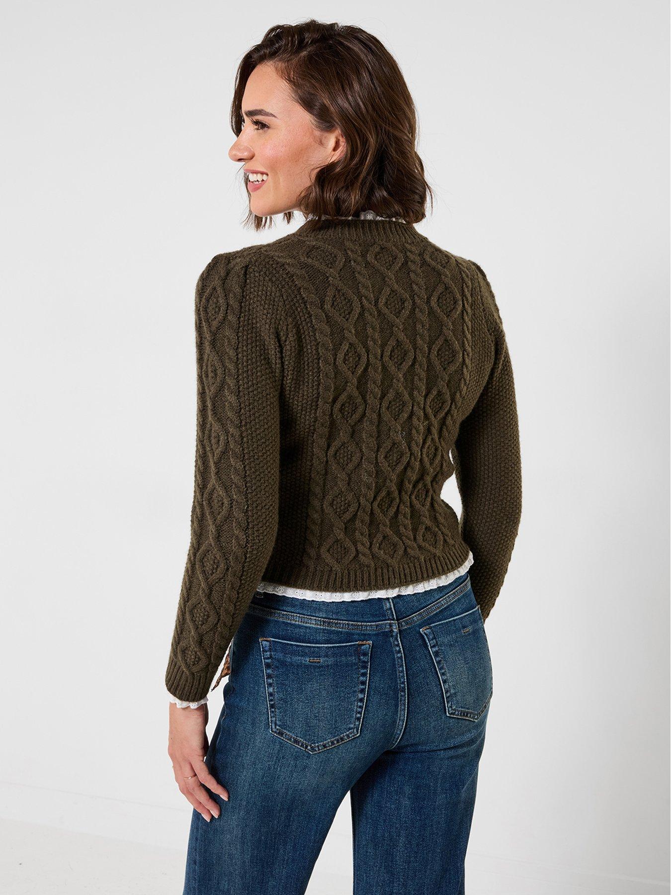 Image 2 of 6 of Joe Browns Claudia Woven Trim Cable Knit Cardigan