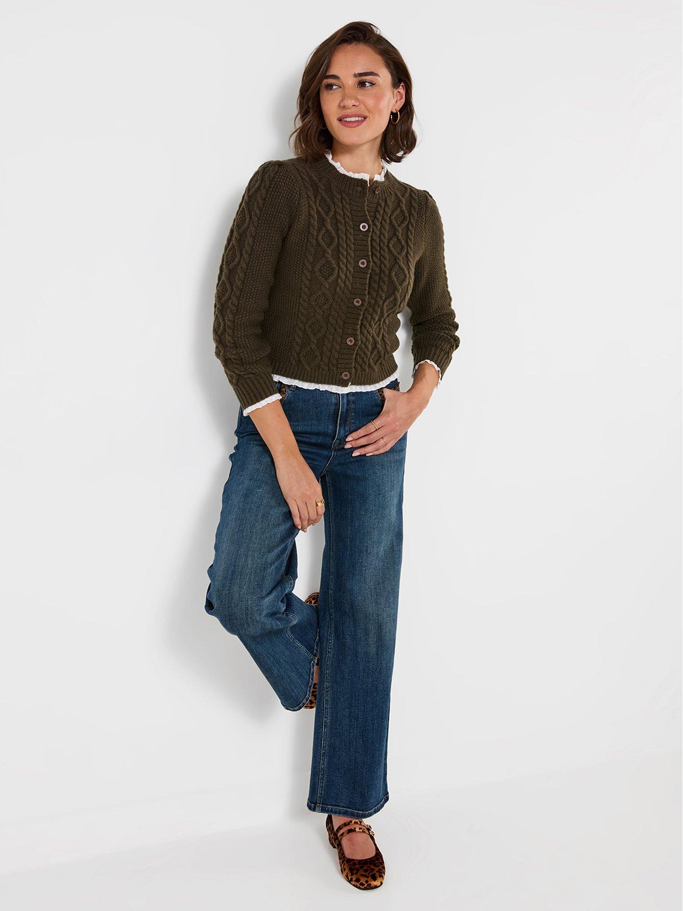 Image 3 of 6 of Joe Browns Claudia Woven Trim Cable Knit Cardigan