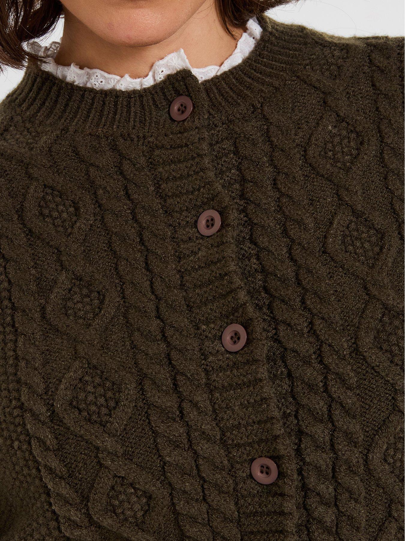 Image 4 of 6 of Joe Browns Claudia Woven Trim Cable Knit Cardigan