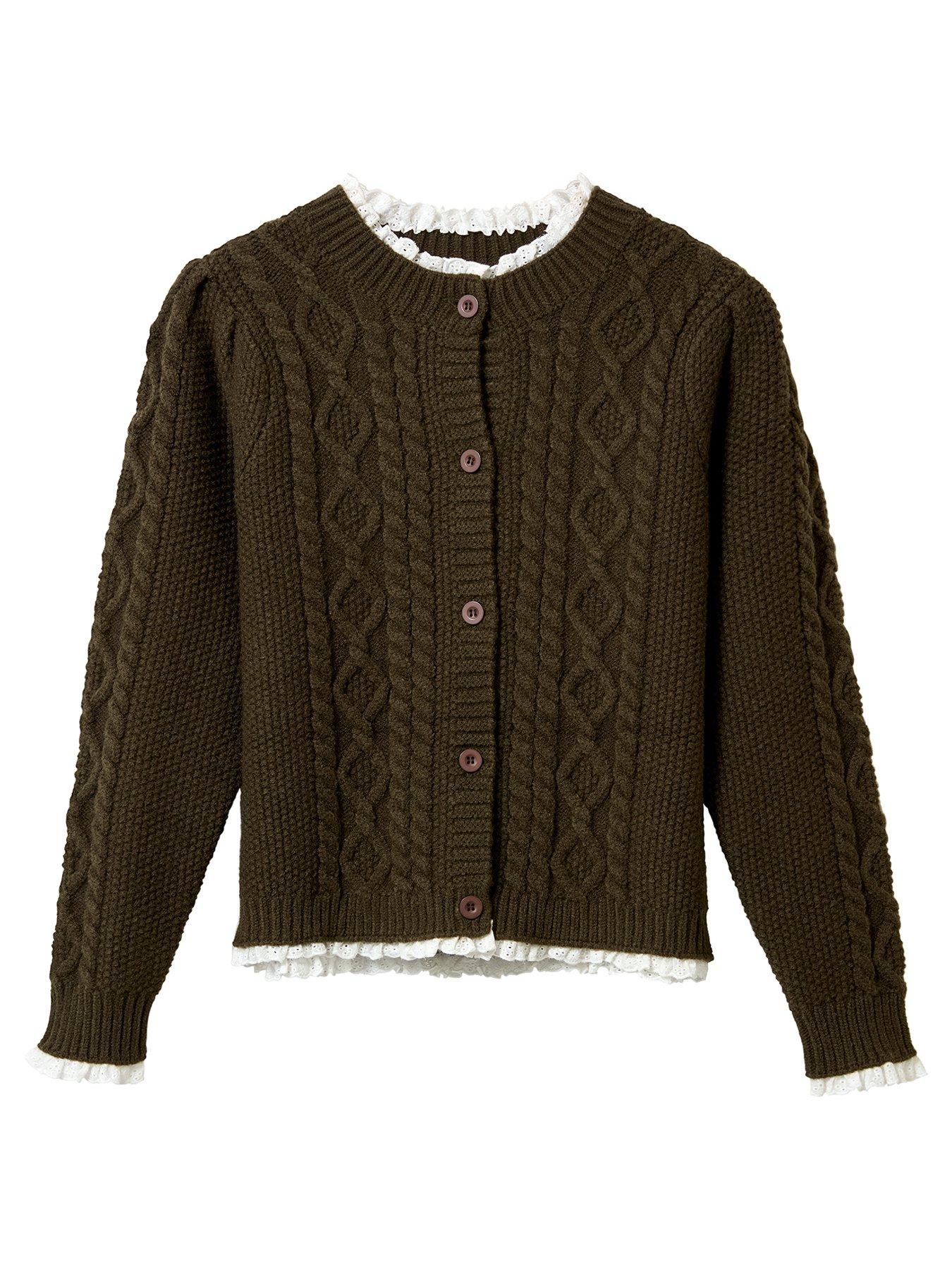 Image 6 of 6 of Joe Browns Claudia Woven Trim Cable Knit Cardigan
