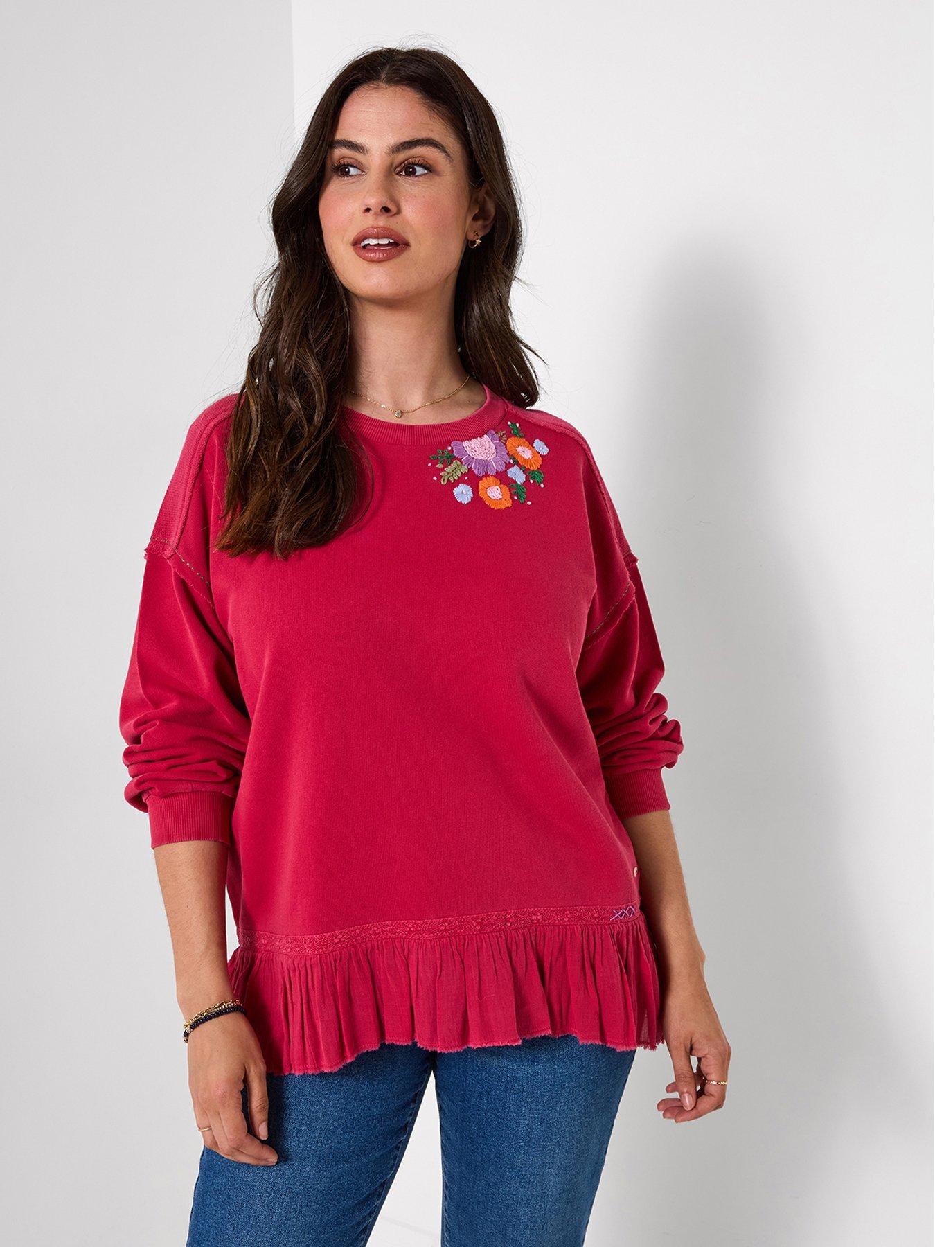 Image 1 of 5 of Joe Browns Ellie Floral Embroidered Woven Hem Sweatshirt