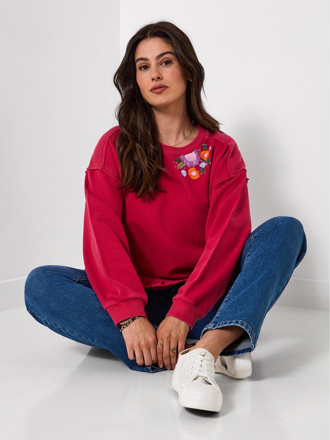 Image 3 of 5 of Joe Browns Ellie Floral Embroidered Woven Hem Sweatshirt