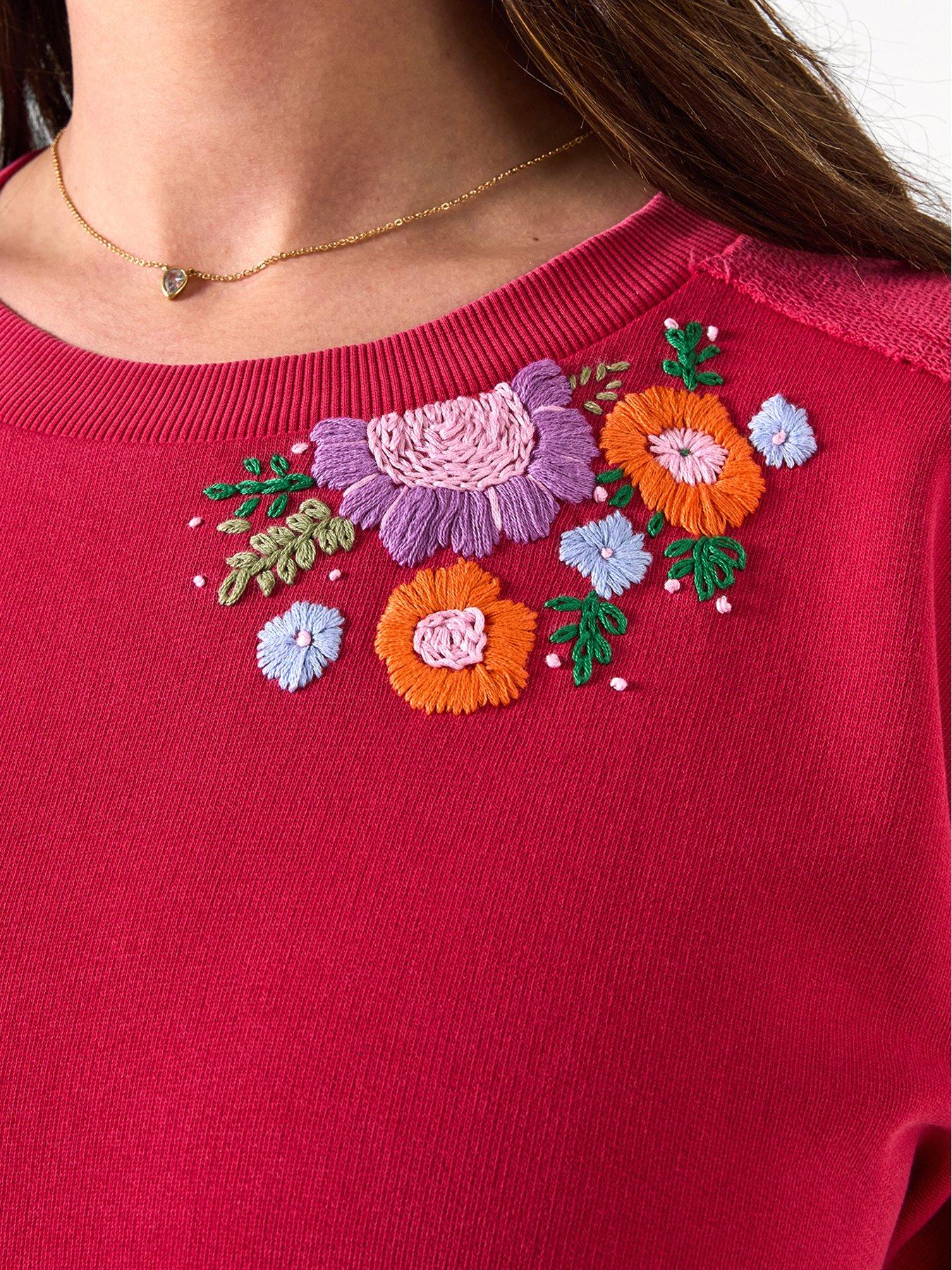 Image 4 of 5 of Joe Browns Ellie Floral Embroidered Woven Hem Sweatshirt