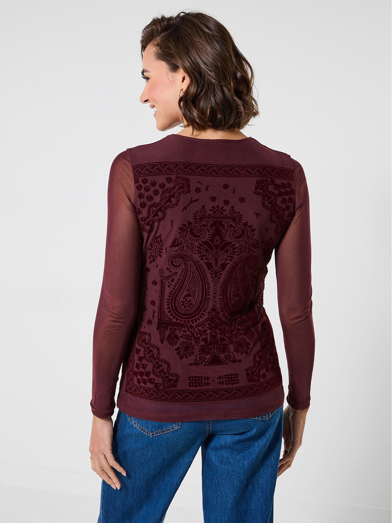 Image 2 of 5 of Joe Browns Long Sleeve Mesh Top With Flocked Print
