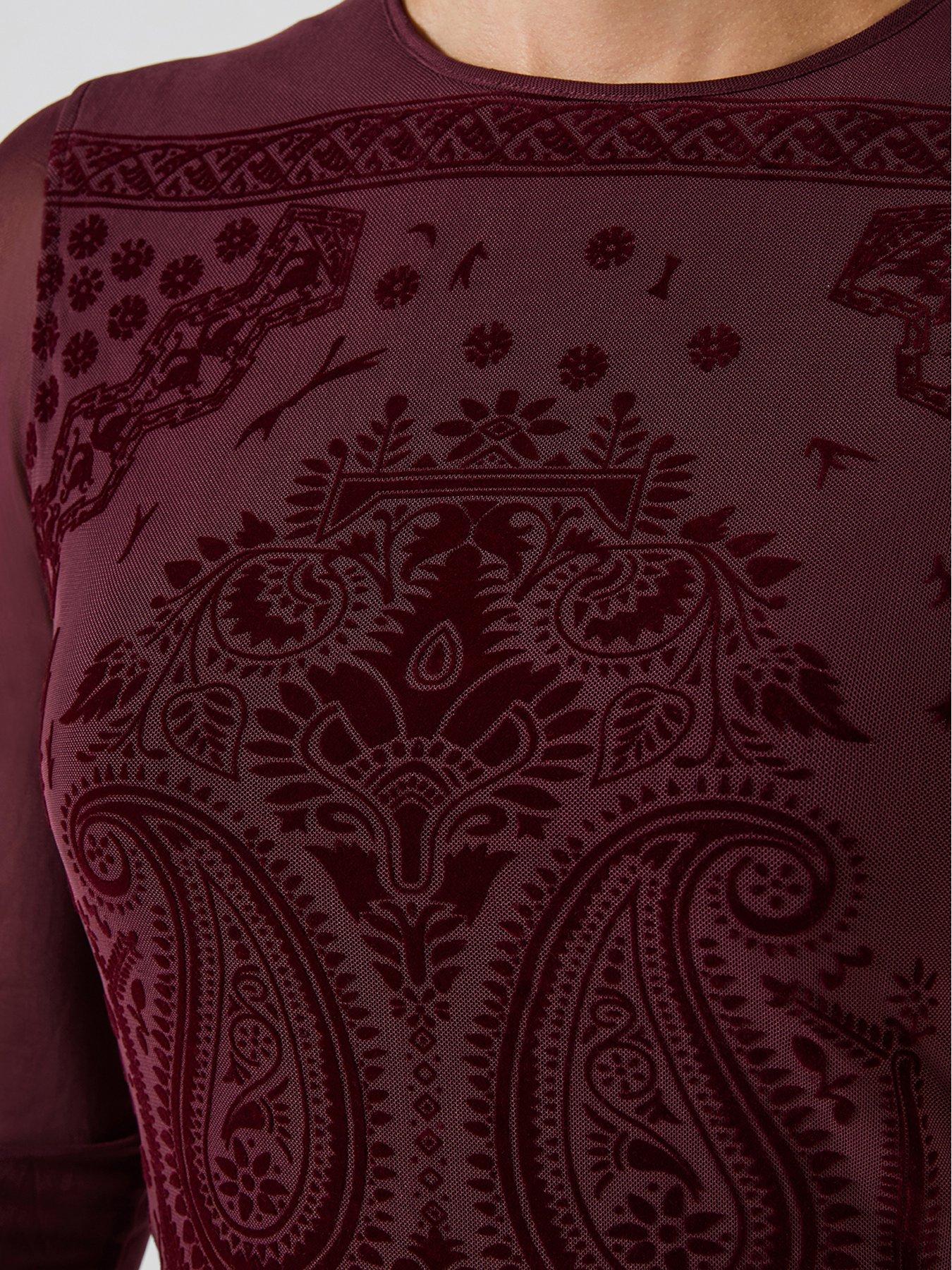 Image 4 of 5 of Joe Browns Long Sleeve Mesh Top With Flocked Print
