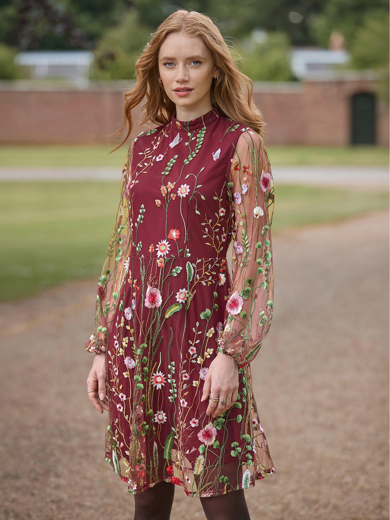 black and burgundy homecoming dress Red & Sequin With Floral Design CD0227 Black / 4 SIZE:XXXL bridesmaid dresses long catching homecoming dress showcases