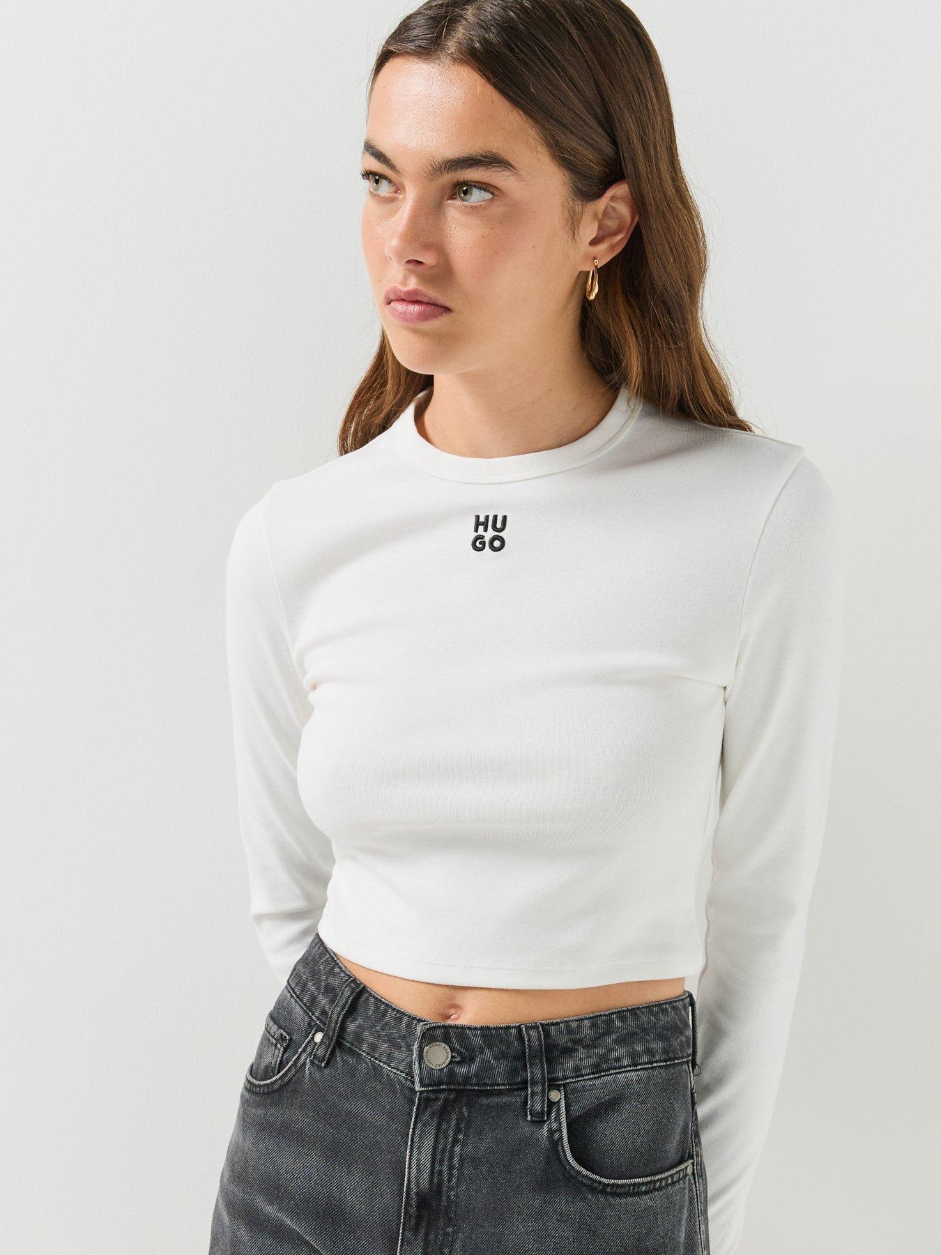 Image 1 of 4 of HUGO Dafilomena T-shirt - White