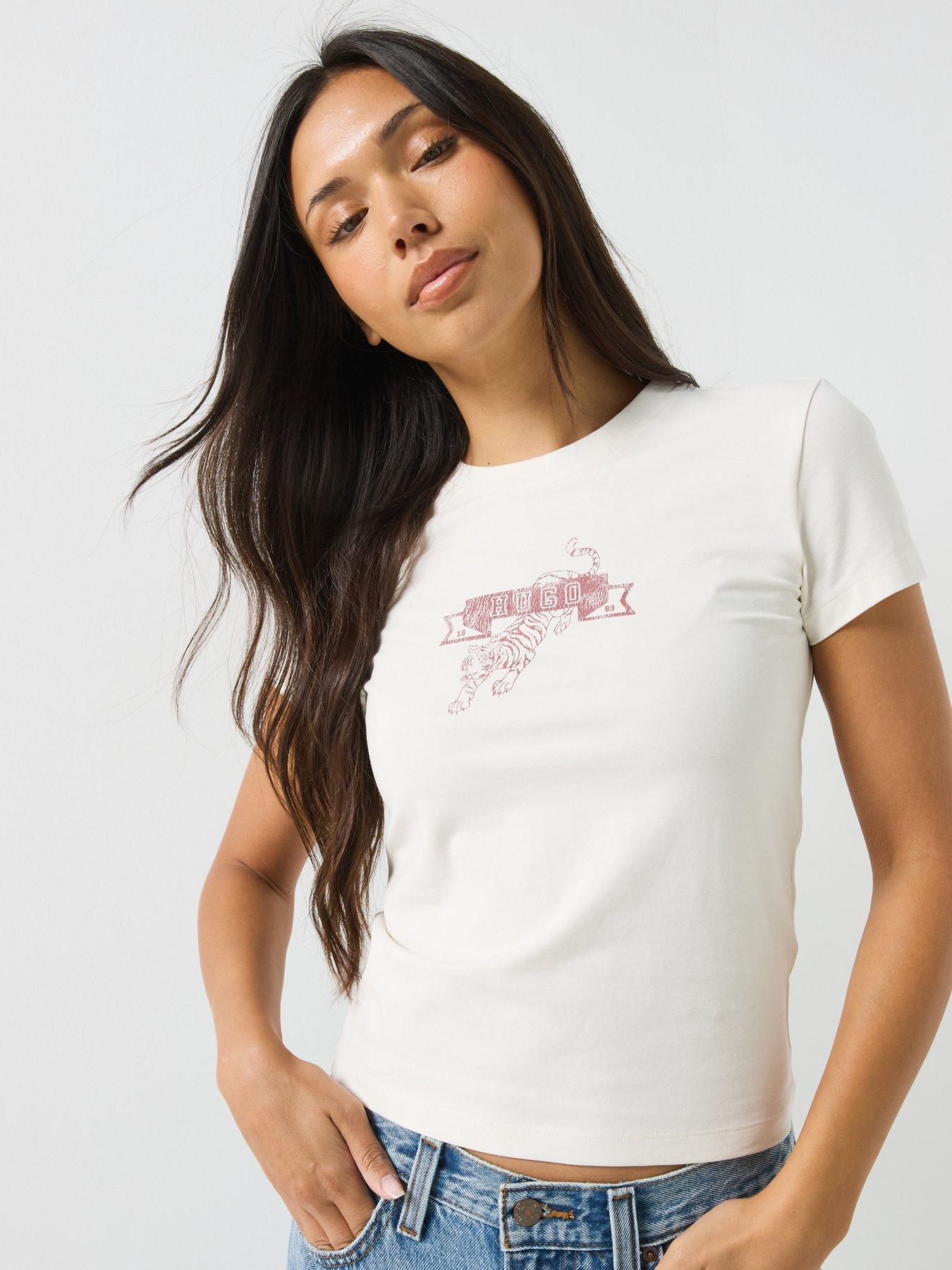 HUGO Women's 90s Chest Logo T-Shirt - White
