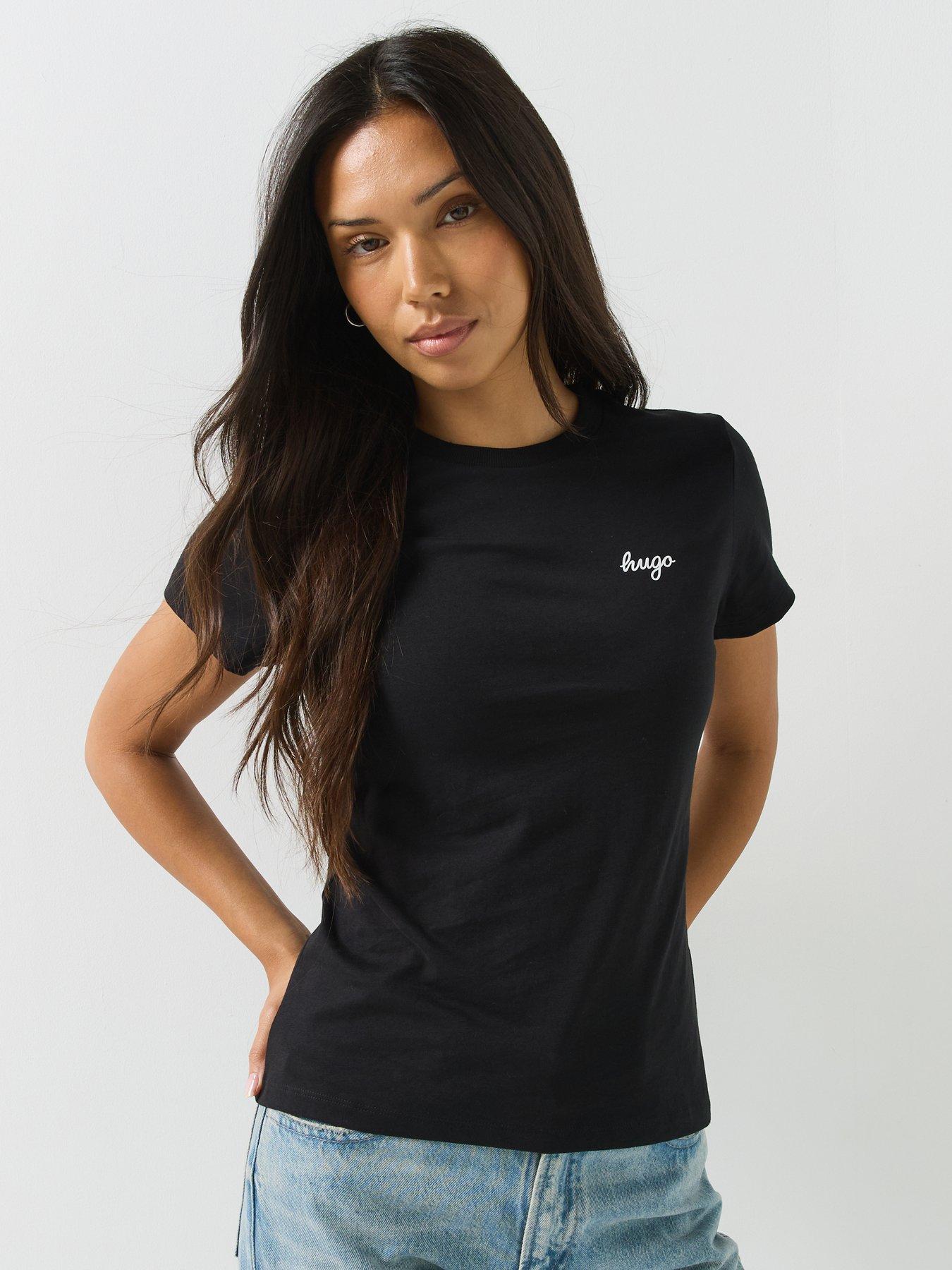 Image 1 of 4 of HUGO Women's Damatee Pure Cotton Logo T-Shirt - Black