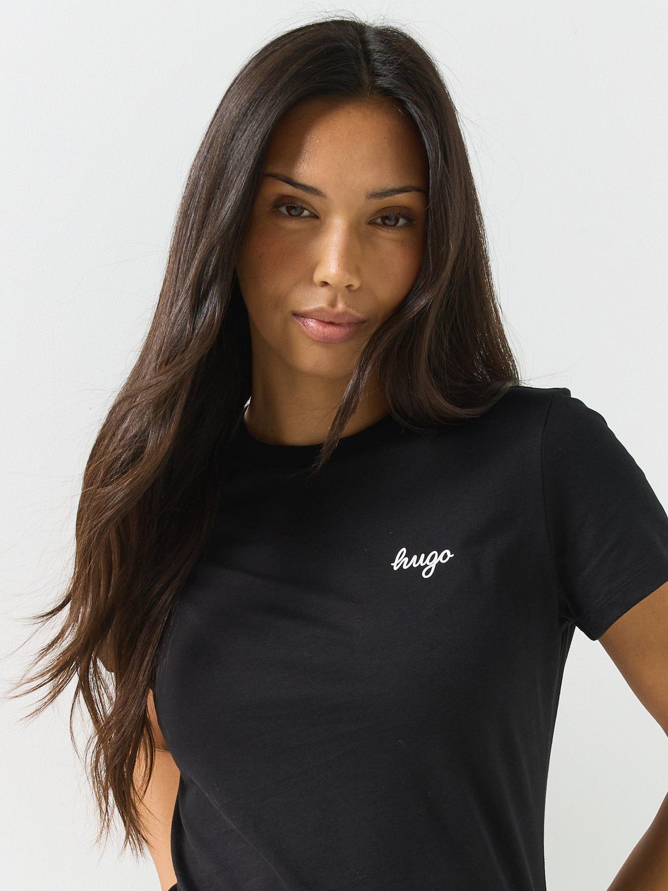 Image 4 of 4 of HUGO Women's Damatee Pure Cotton Logo T-Shirt - Black